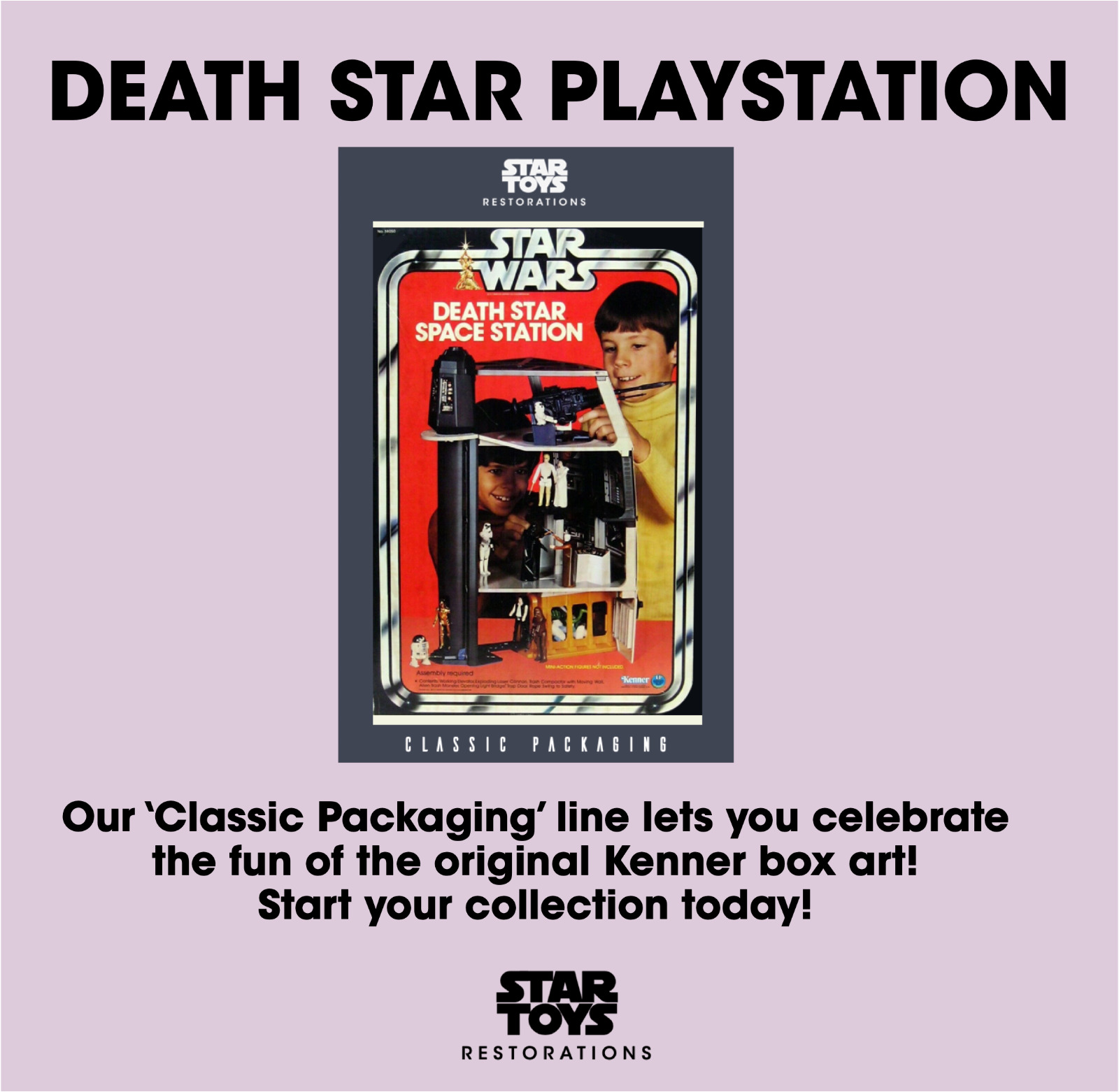 Kenner STAR WARS Vintage Death Star toy box sticker 