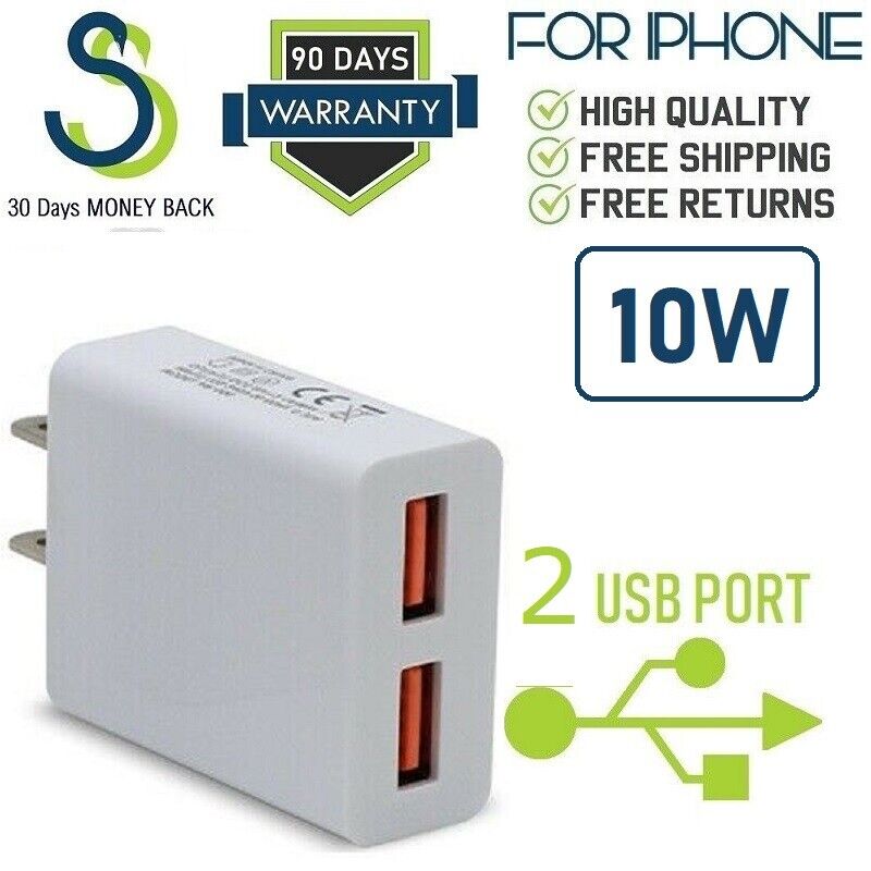 10W White DUAL USB Wall Charger Cube for Apple iPad 2 3 4 Air 1 2 Mini /3/4 [S10