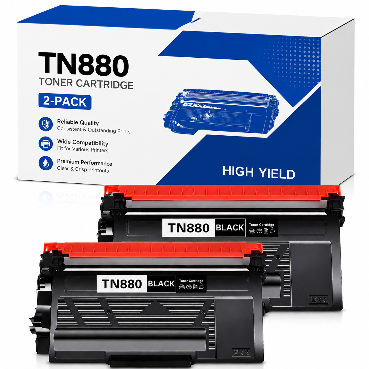 TN880 2PK 2BK High Yield Toner for HL-L6200DW HL-L6400DW MFC-L6700DW MFC-L6900DW