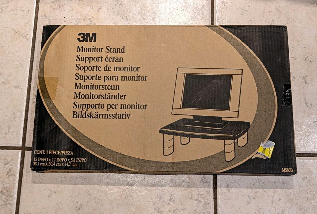 3M MS80B Black Monitor Stand for 1 Monitor, Non-Skid Feet, 15 x 12 x 5.8 in