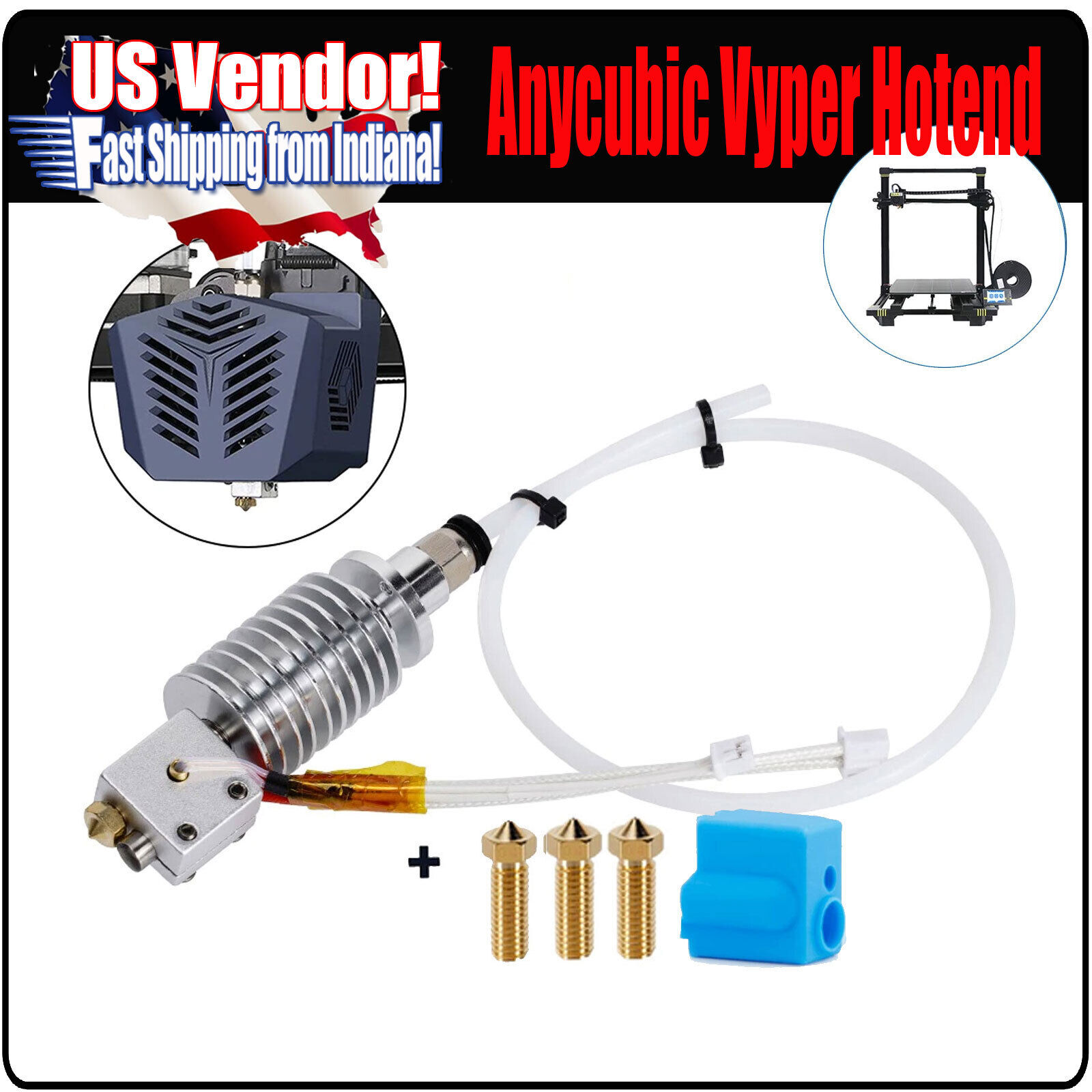 Anycubic Hotend, Vyper Hotend, 3x Nozzle, Silicone Sock, Vyper 3D Printer Hotend