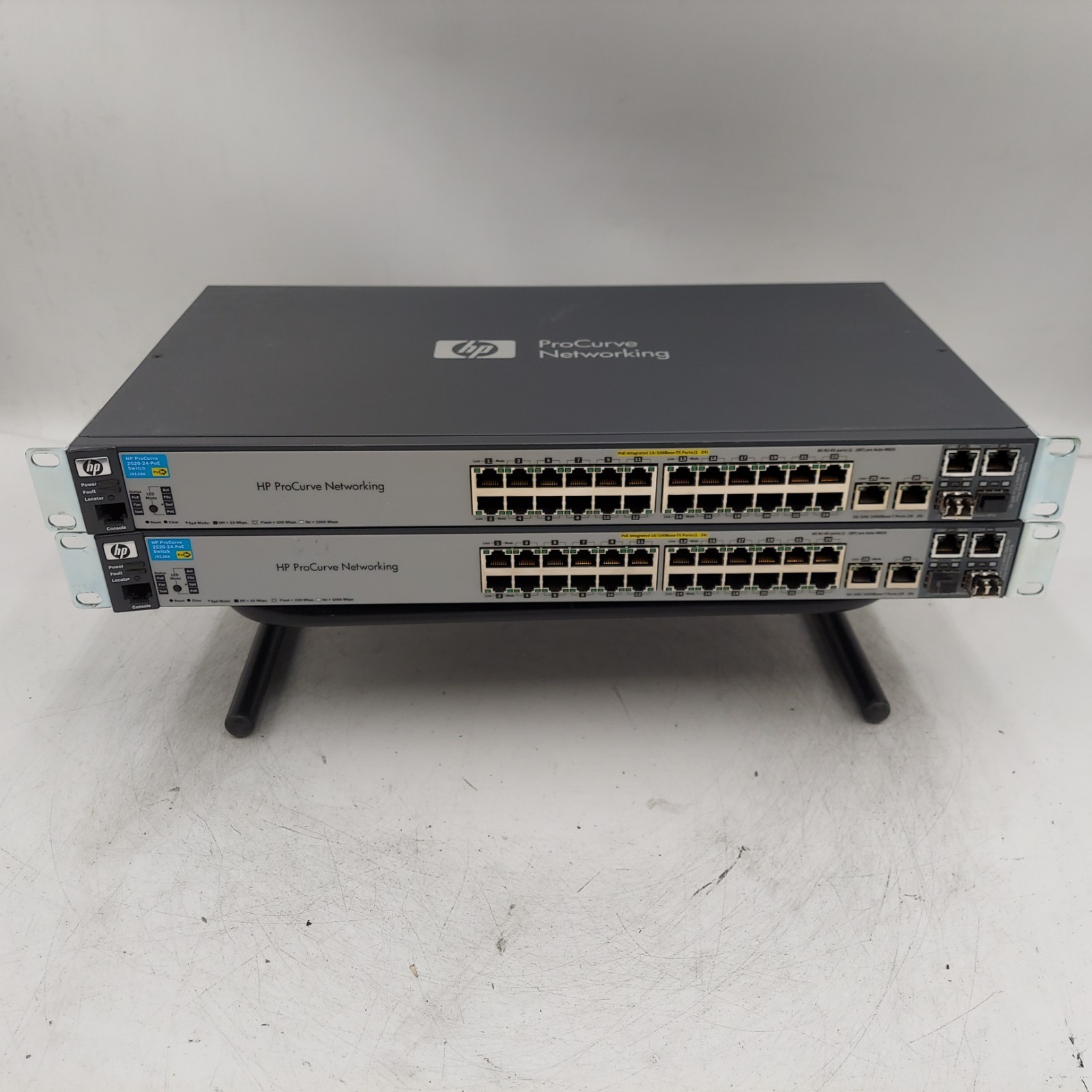 LOT OF 2 HP ProCurve J9138A  2520-24-PoE 24-Port Ethernet Networking Switch