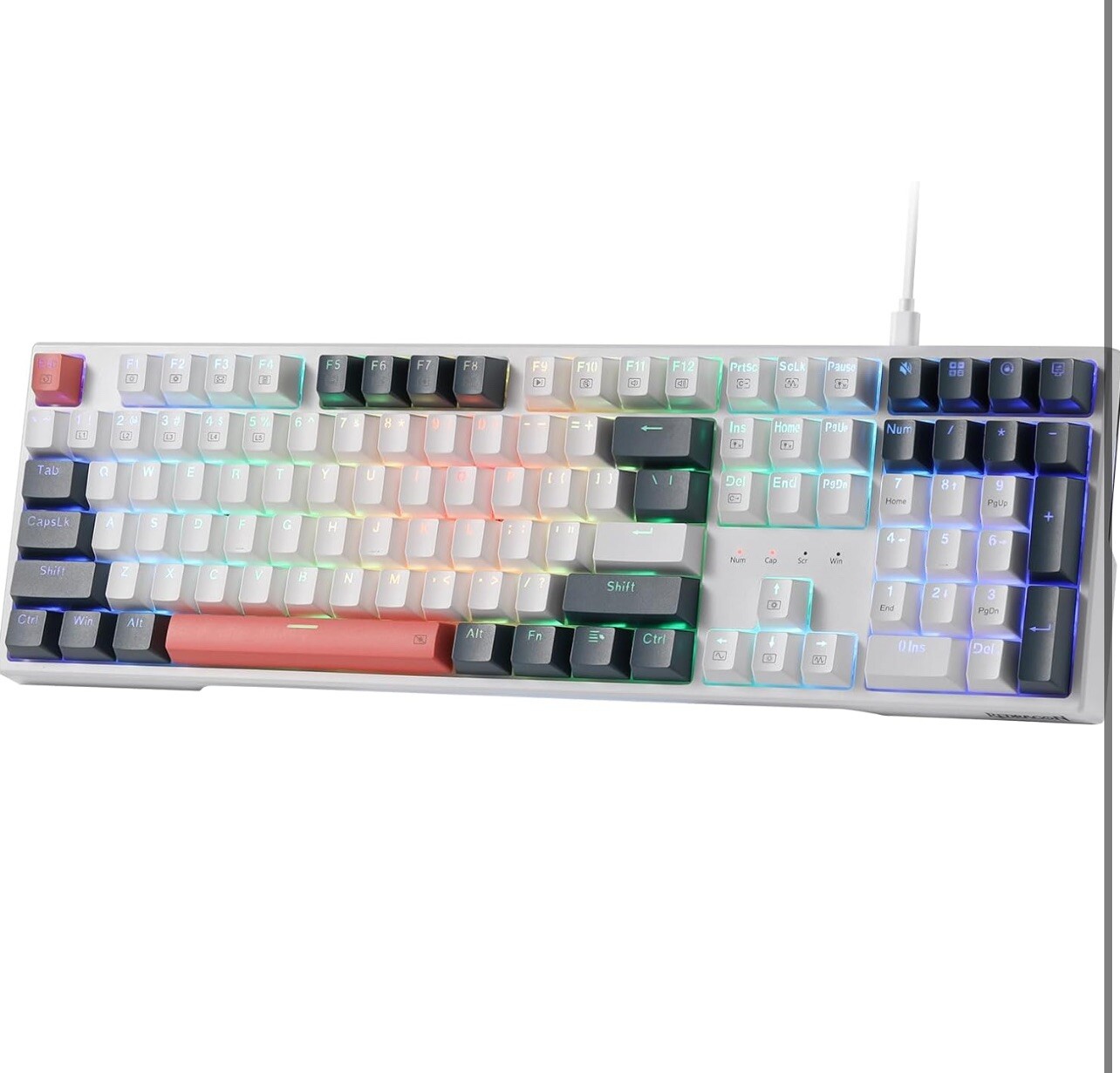 Redragon K668 RGB Gaming Keyboard, 104 Keys + Extra 4 Hotkeys Wired Mechanical