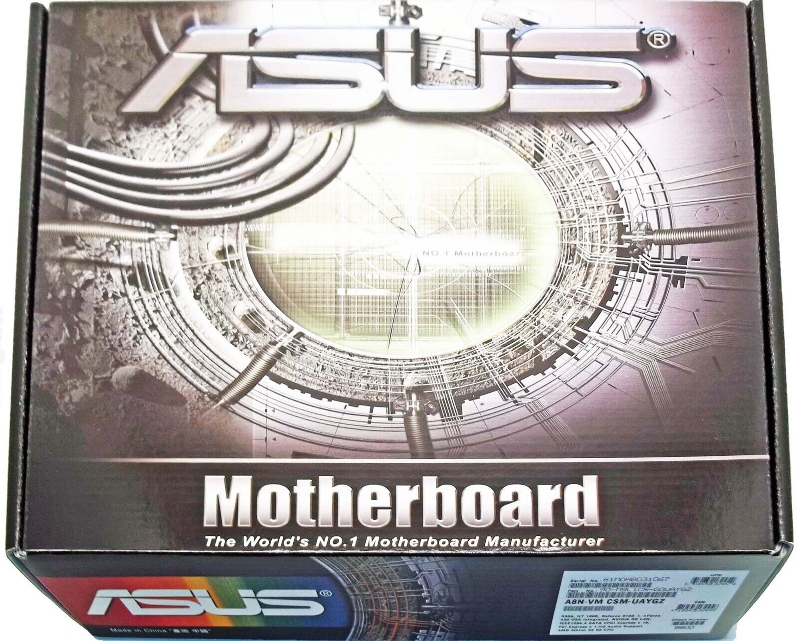 NEW ASUS MOTHERBOARD A8N-VM CSM W/ USER GUIDE, CD, ADAPTERS & AMD ATHLON 64 SLOT