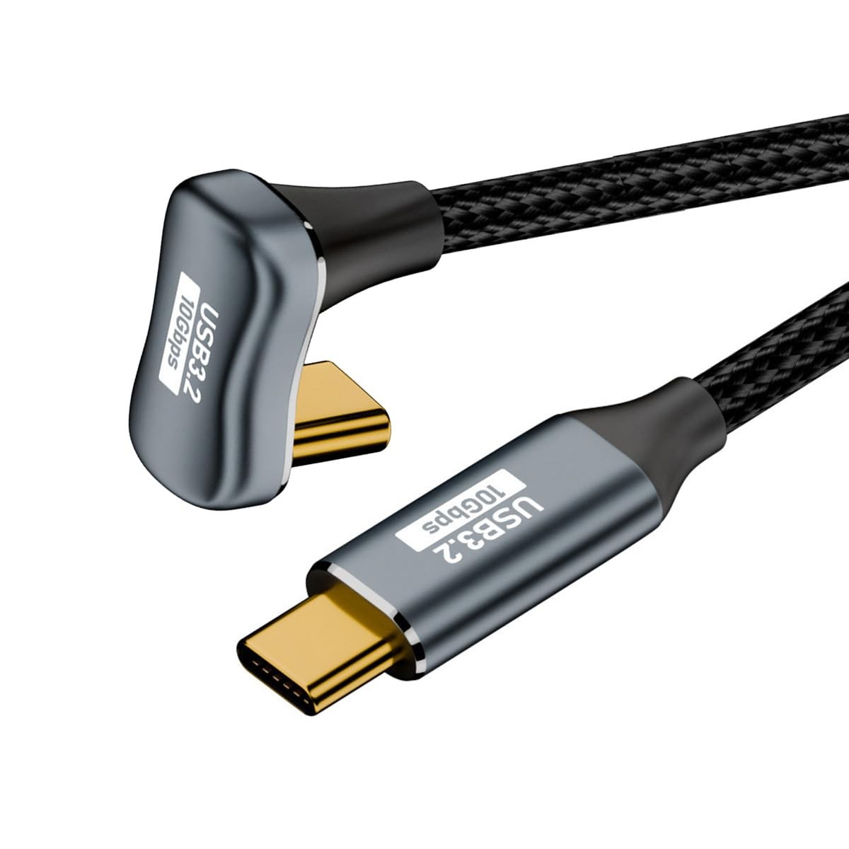 cablecc USB-C Male to Male Cable 10Gbps 100W 100cm U-Angle Gray Japan Import