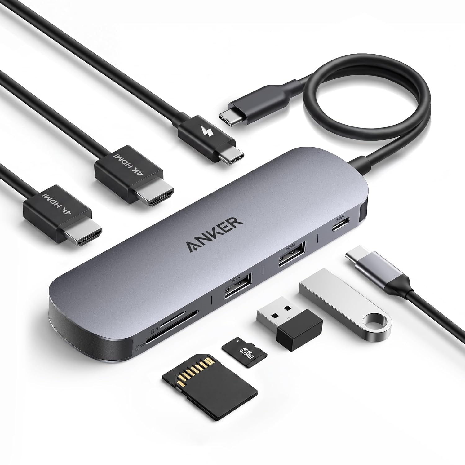 Anker Nano Laptop Docking Station Dual Monitor,8-in-1 USB C Hub for Windows