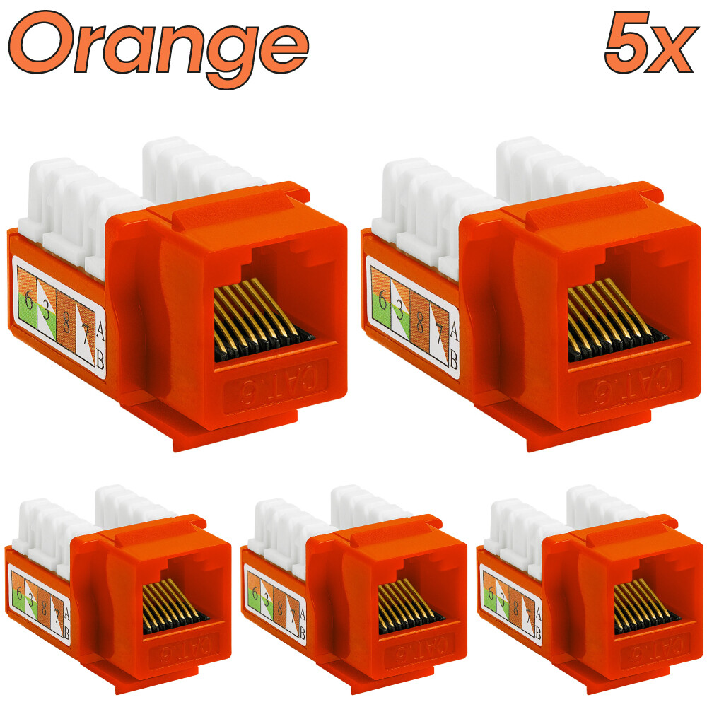 5x Cat6 Keystone Jack 8P8C RJ45 Connector Ethernet 110 Punchdown for Patch Panel