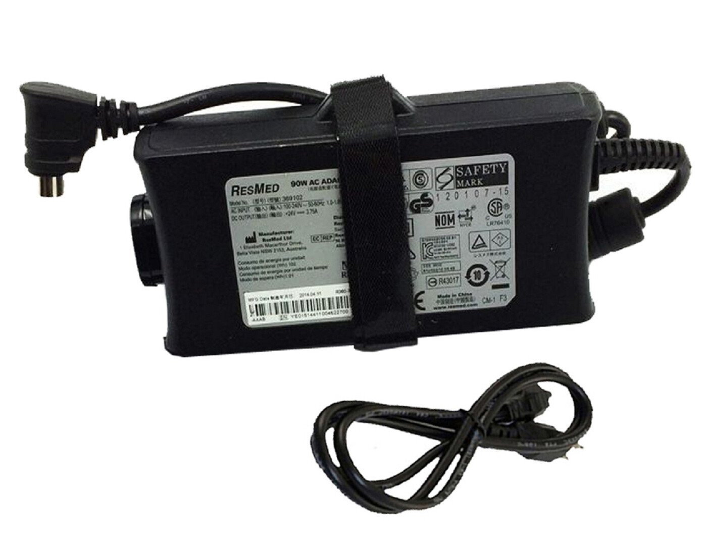Genuine 3-Pin DIN 90W 24V 3.75A AC Adapter For Resmed S9 369102 S10 CPAP Machine