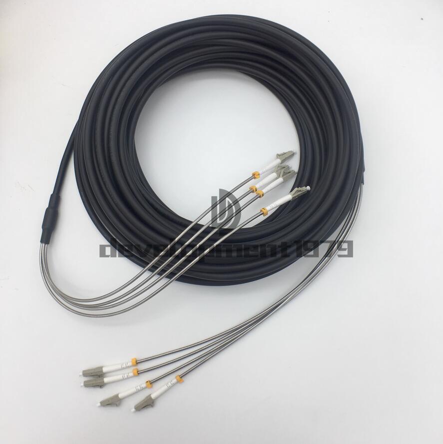 100M Outdoor Field Fiber Patch Cord LC to LC MM Multi-Mode 4 Strand Fiber Cable