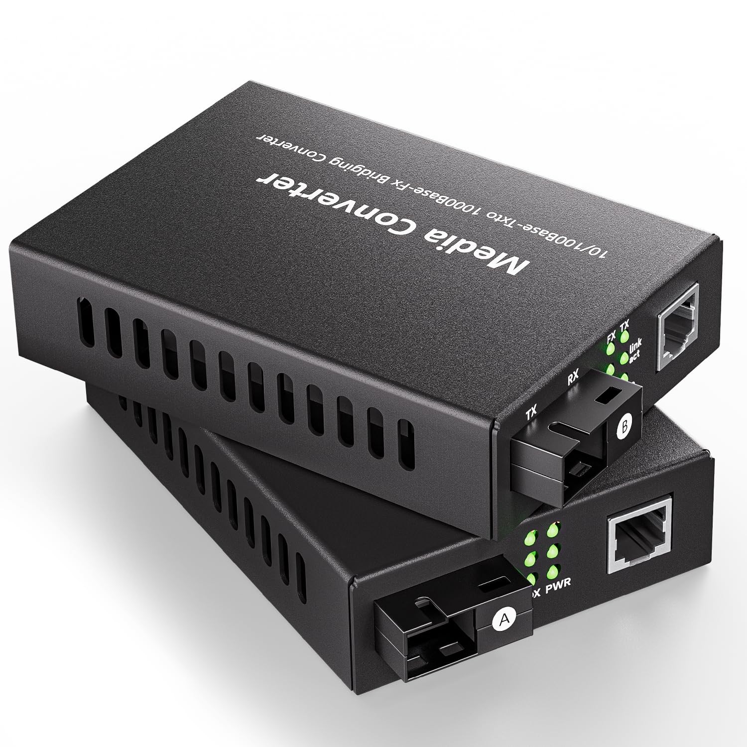 2 PCS Bidi Fiber to Ethernet Media Converter, 10/100M, Single Mode, SC, 20km