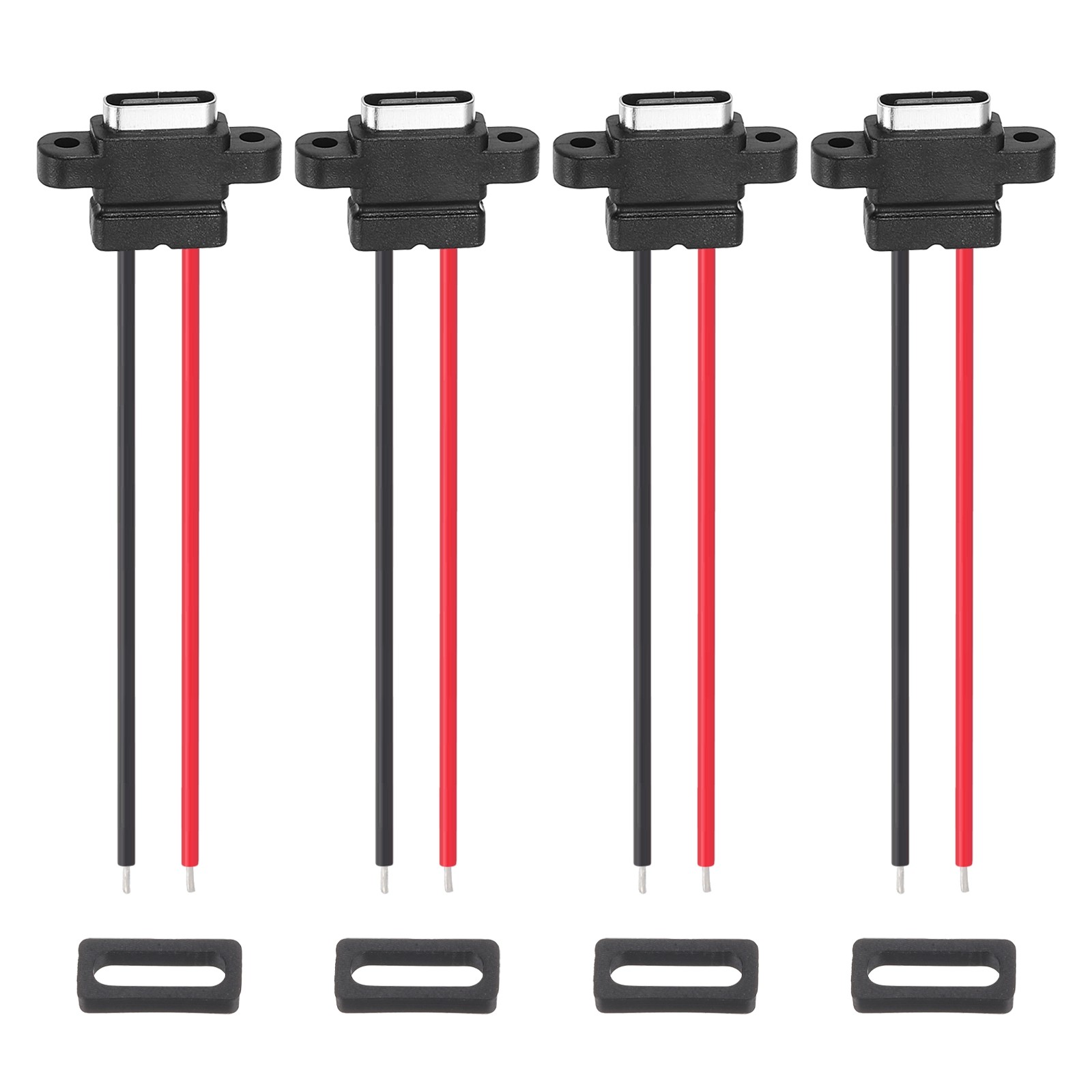 4Pack Type-C Female USB-C Plug to 2 Pin Bare Wire Connector(Vertical Terminal)