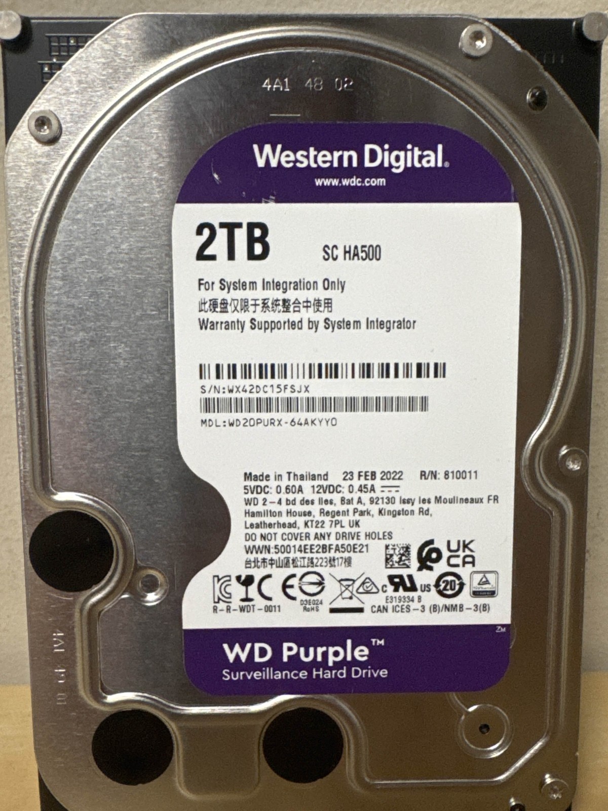 2TB WESTERN DIGITAL WD20PURX-64AKYY0 HDD