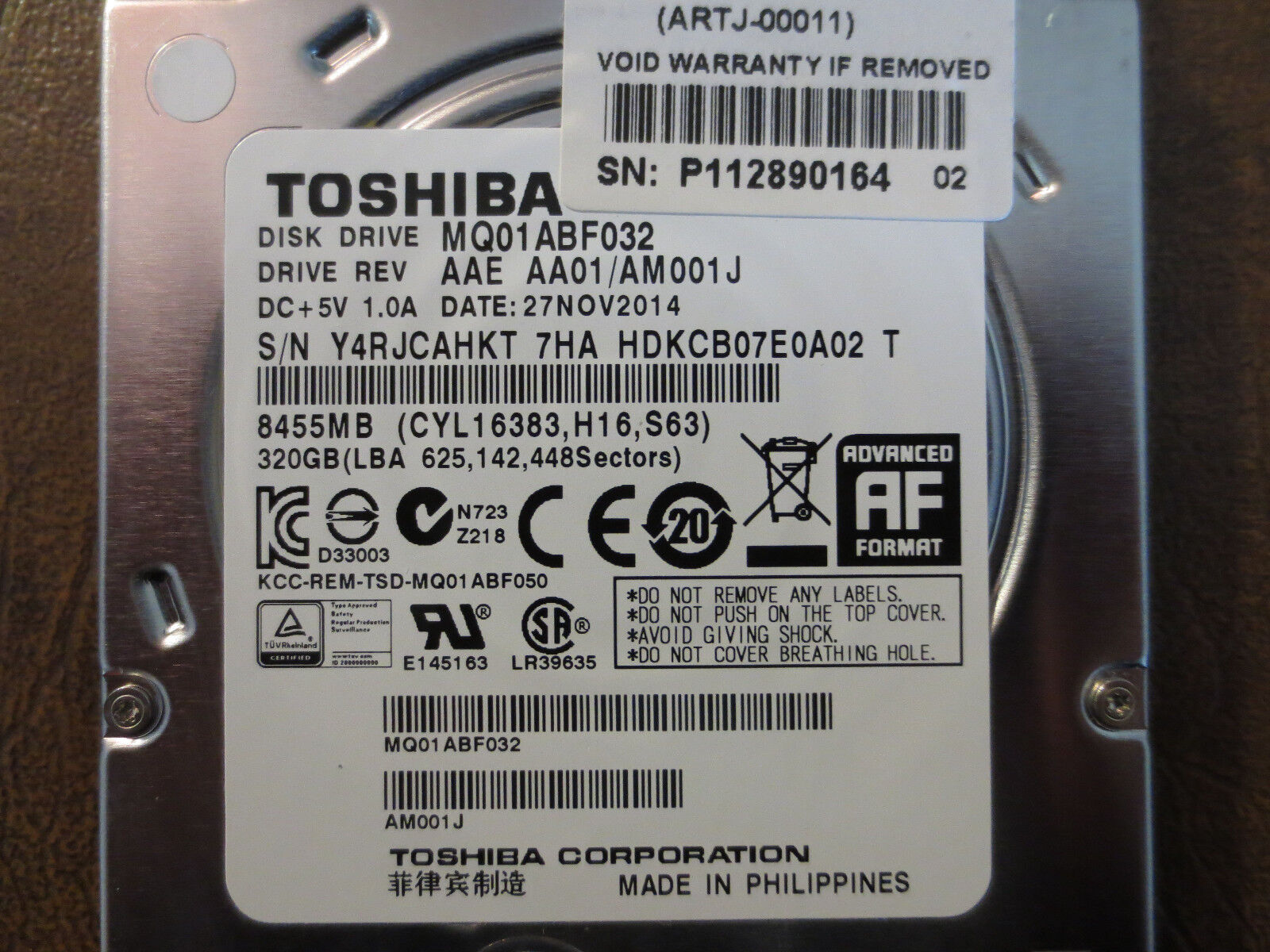 Toshiba MQ01ABF032 (HDKCB07E0A02 T) AAE AA01/AM001J 320gb 2.5\