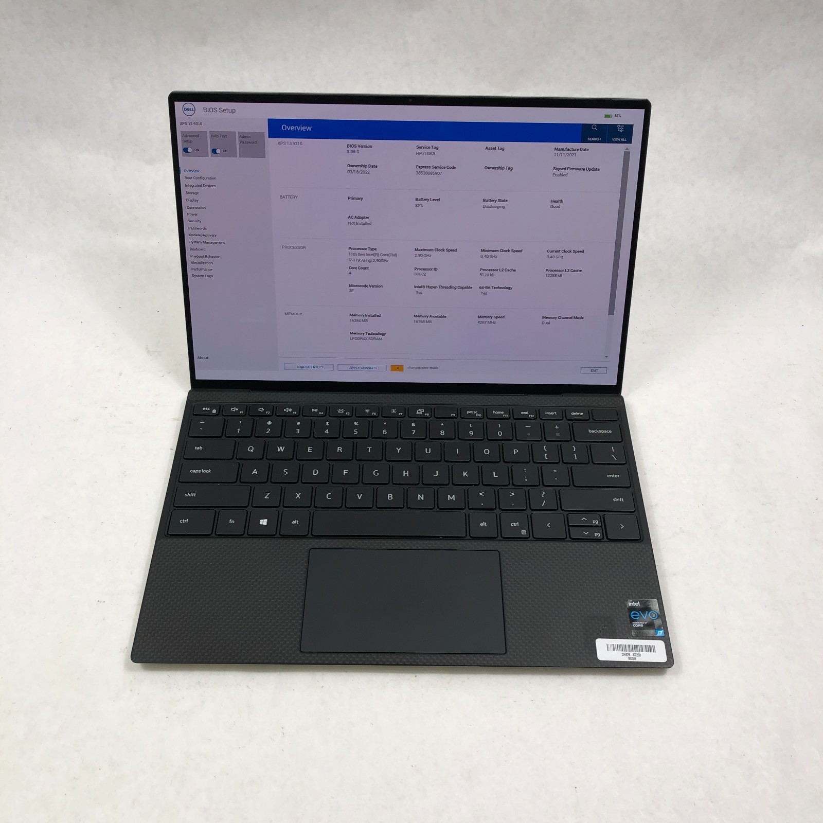 Dell XPS 13 9310 Laptop  13" QHD+ Intel Core i7-1195G7 16GB RAM NO SSD READ