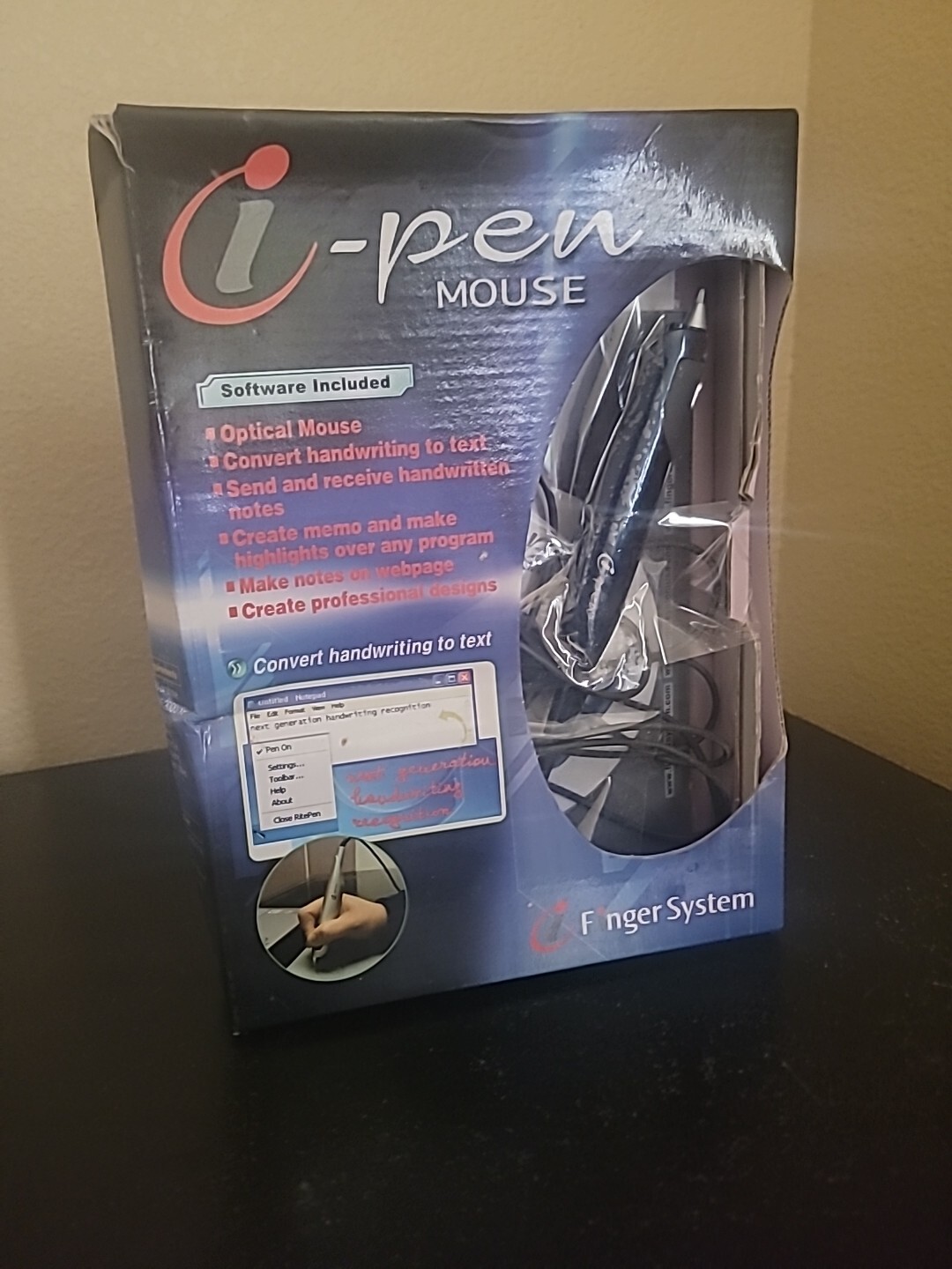 Vintage i-Finger System i-Pen Optical Mouse With Software USB Model FM-100BN 
