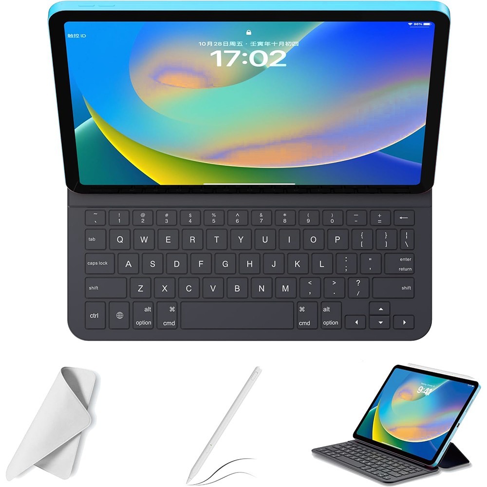 Smart Keyboard for iPad A16 & 10th Generation, No Pair Connect, Ultra-Slim