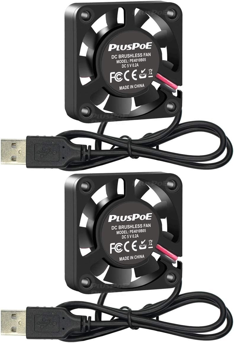 2 Pack 40mm USB Cooling Fan 5V 4010 Brushless DC 4200RPM Computer Fan