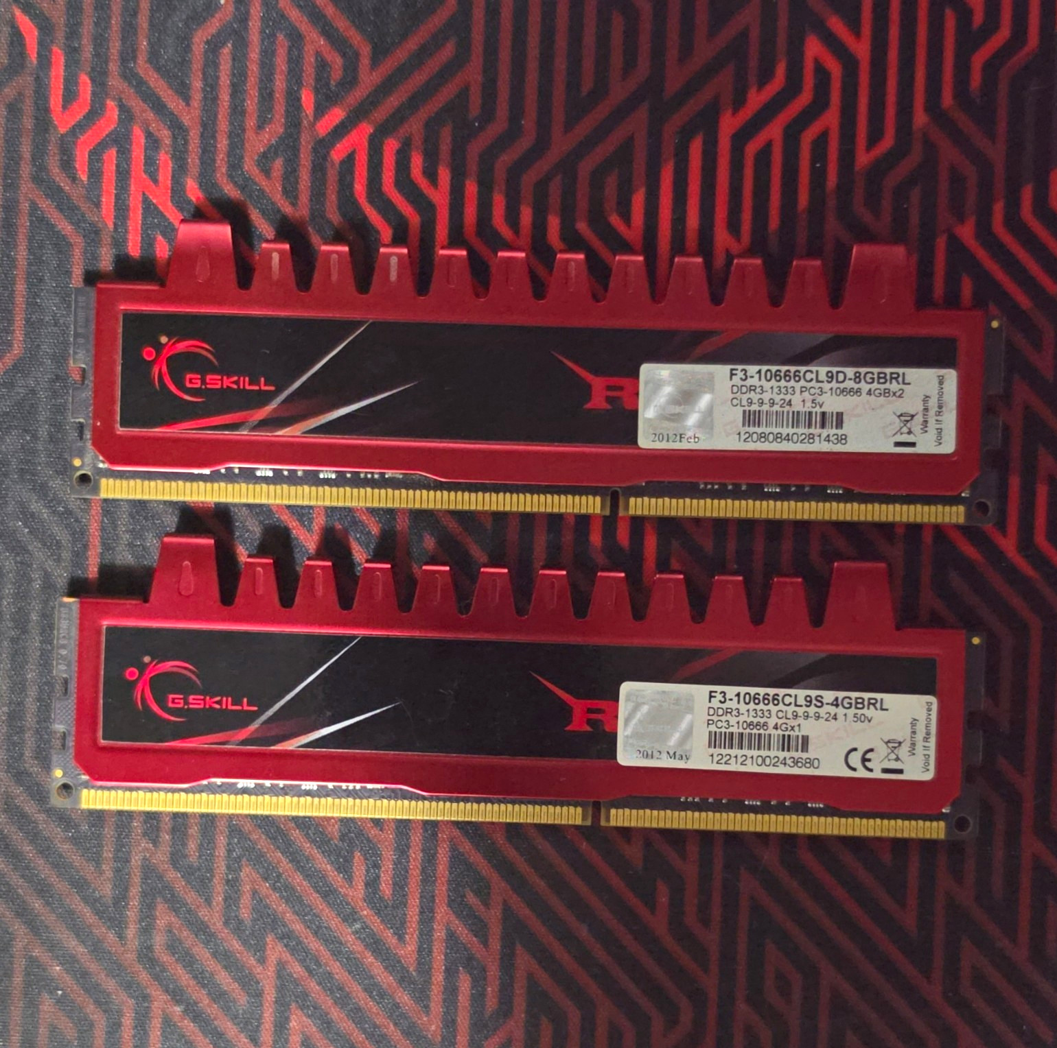G.SKILL Ripjaws DDR3 12GB (8GB+4GB) PC3-10666 240-Pin DIMM RAM