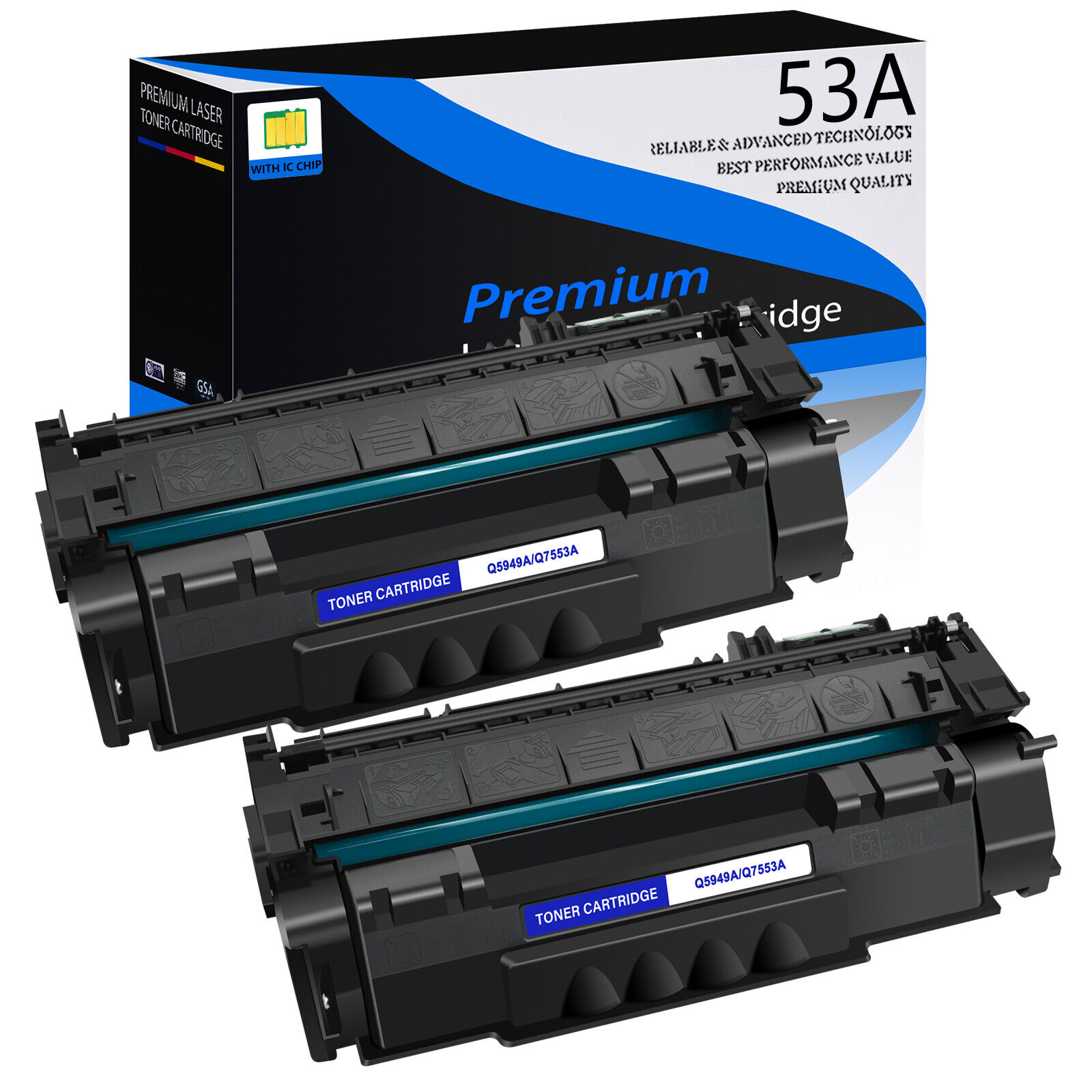2PK Q7553A 53A Toner Cartridge for HP LaserJet P2015dn P2015x M2727 MFP Printer