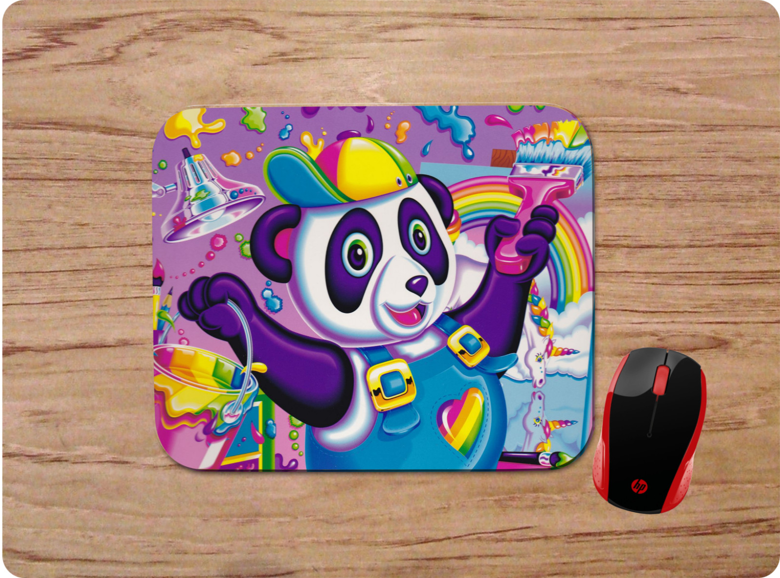 COLORFUL RAINBOW PANDA BEAR PAINTER CUSTOM MOUSE PAD MAT HOME SCHOOL OFFICE GIFT