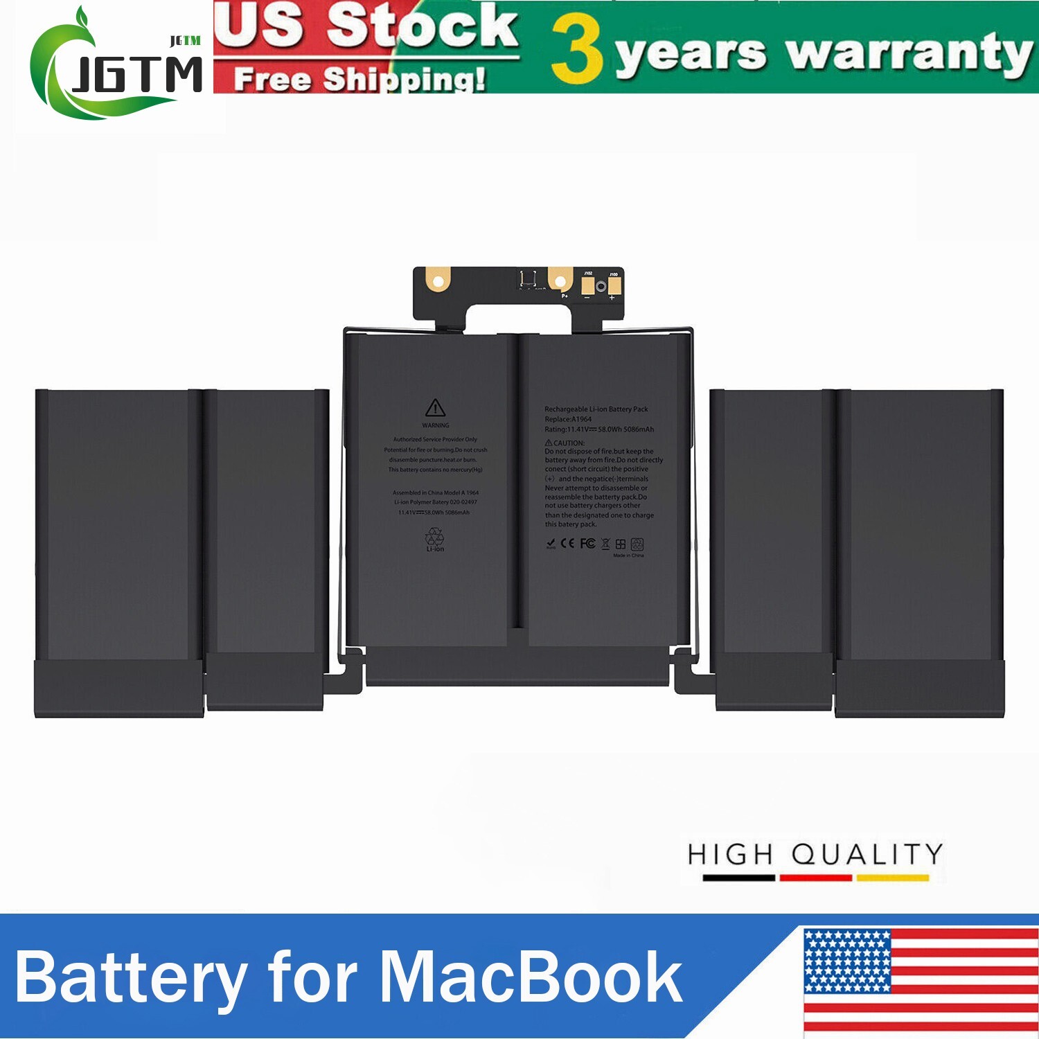 A1964 Battery for MacBook Pro 13" A1989 Mid 2018 2019 A2251 2020 EMC 3214 A1989