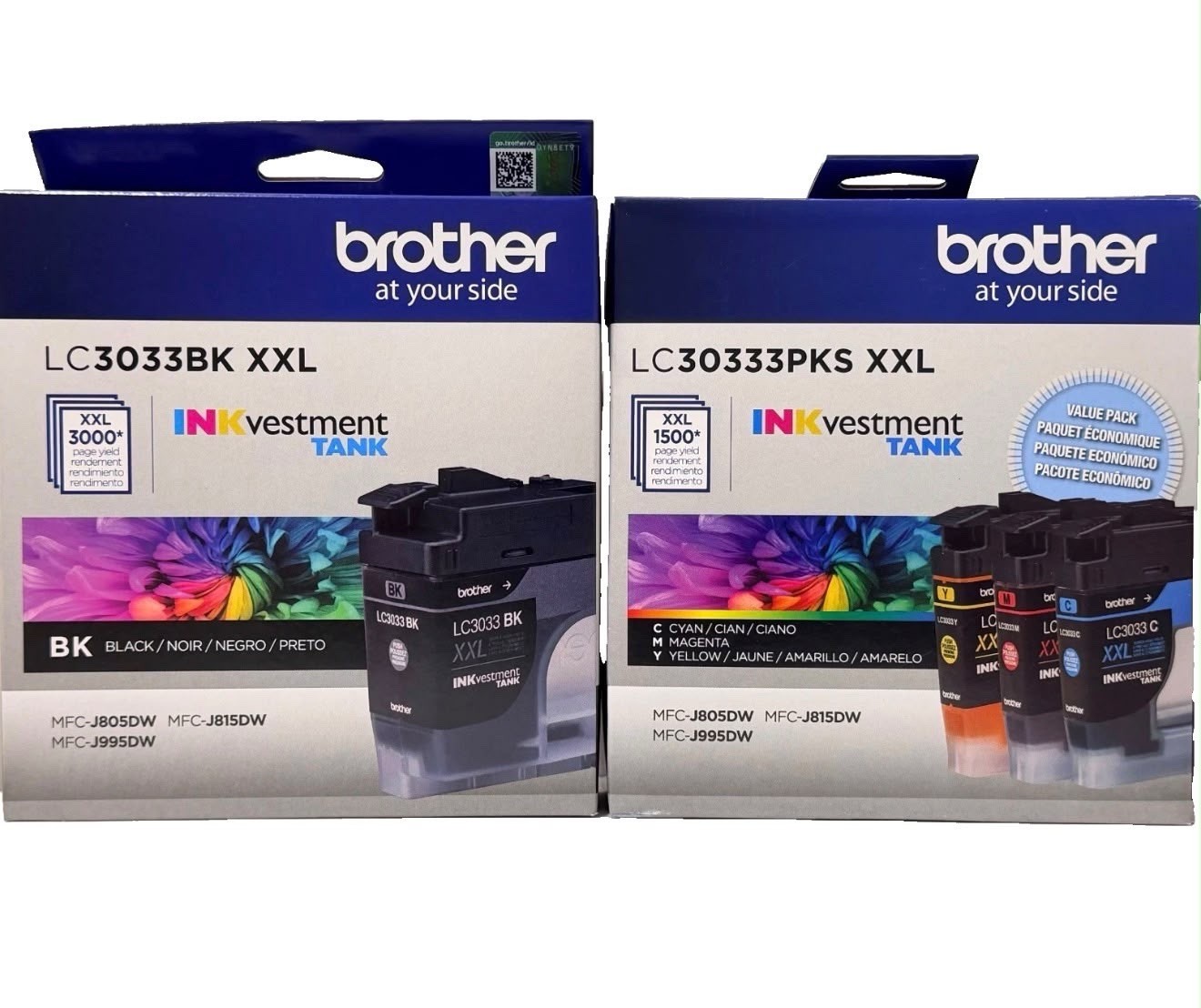 New Genuine Brother LC3033XXL Black Cyan Magenta Yellow 4pk Ink Cartridges
