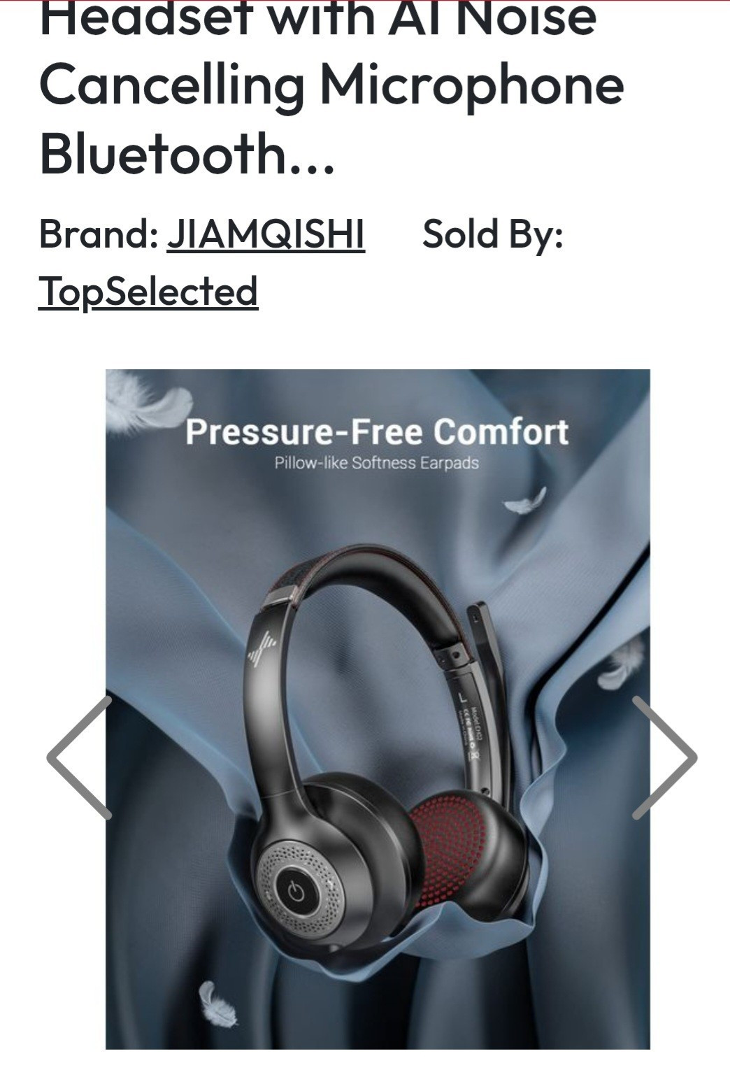 JIAMQISHI Bluetooth V5.2 Wireless Headset Dual Connection Noise Cancel Black Red