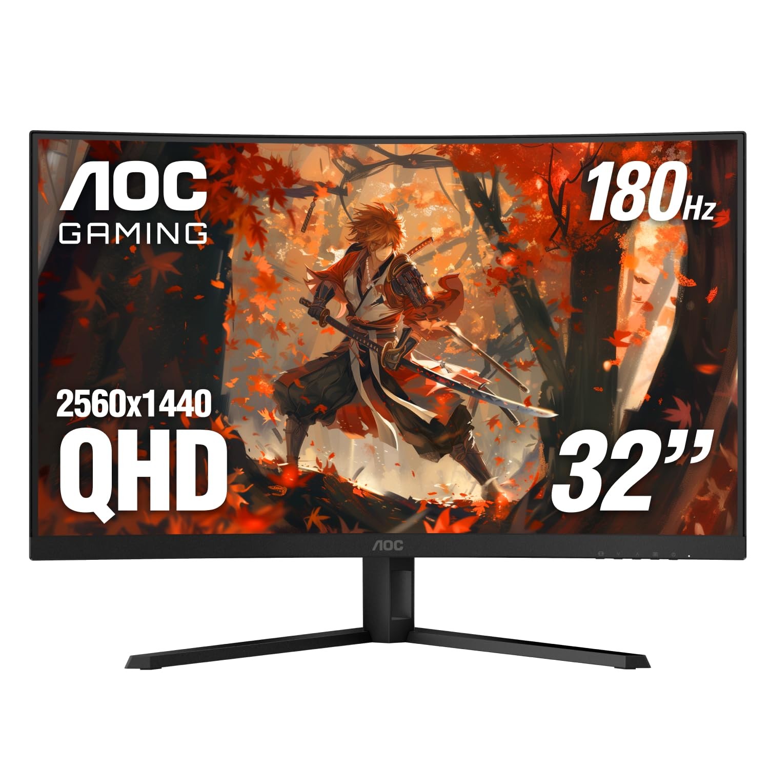 AOC 32 Inch Curved Gaming Monitor 2K QHD 180Hz VA 0.5ms 32" 180Hz, Black