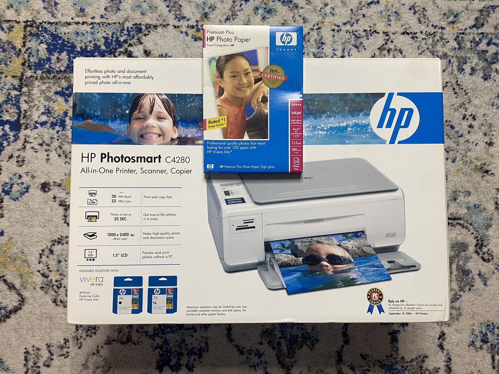 HP Photosmart C4280 All-In-One Inkjet Printer Open Box and Photo Paper SEALED