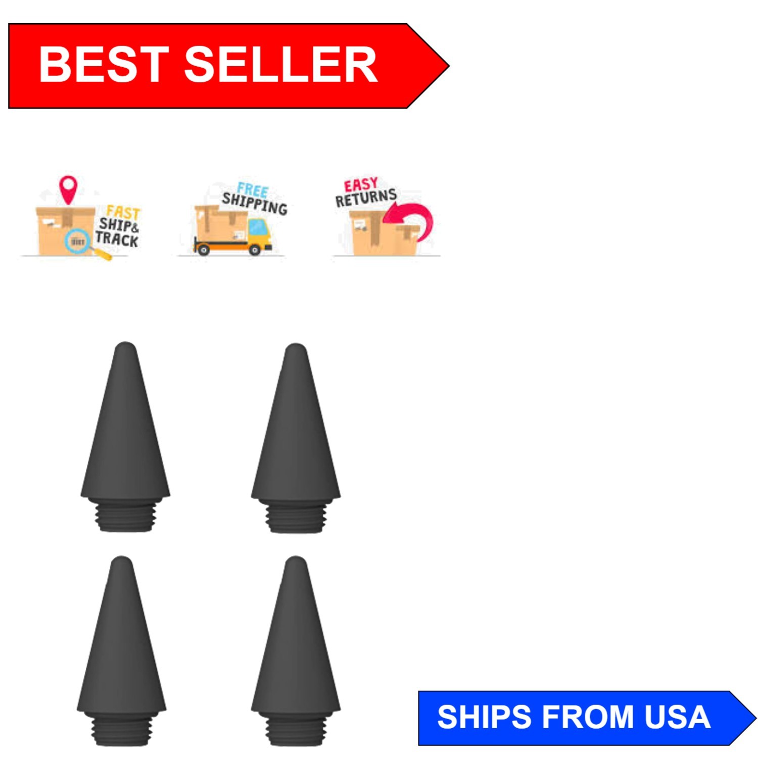 Stylus Pen Replacement Tips - 4 Carbon Fiber Nibs for Fast Charge Pen Quality