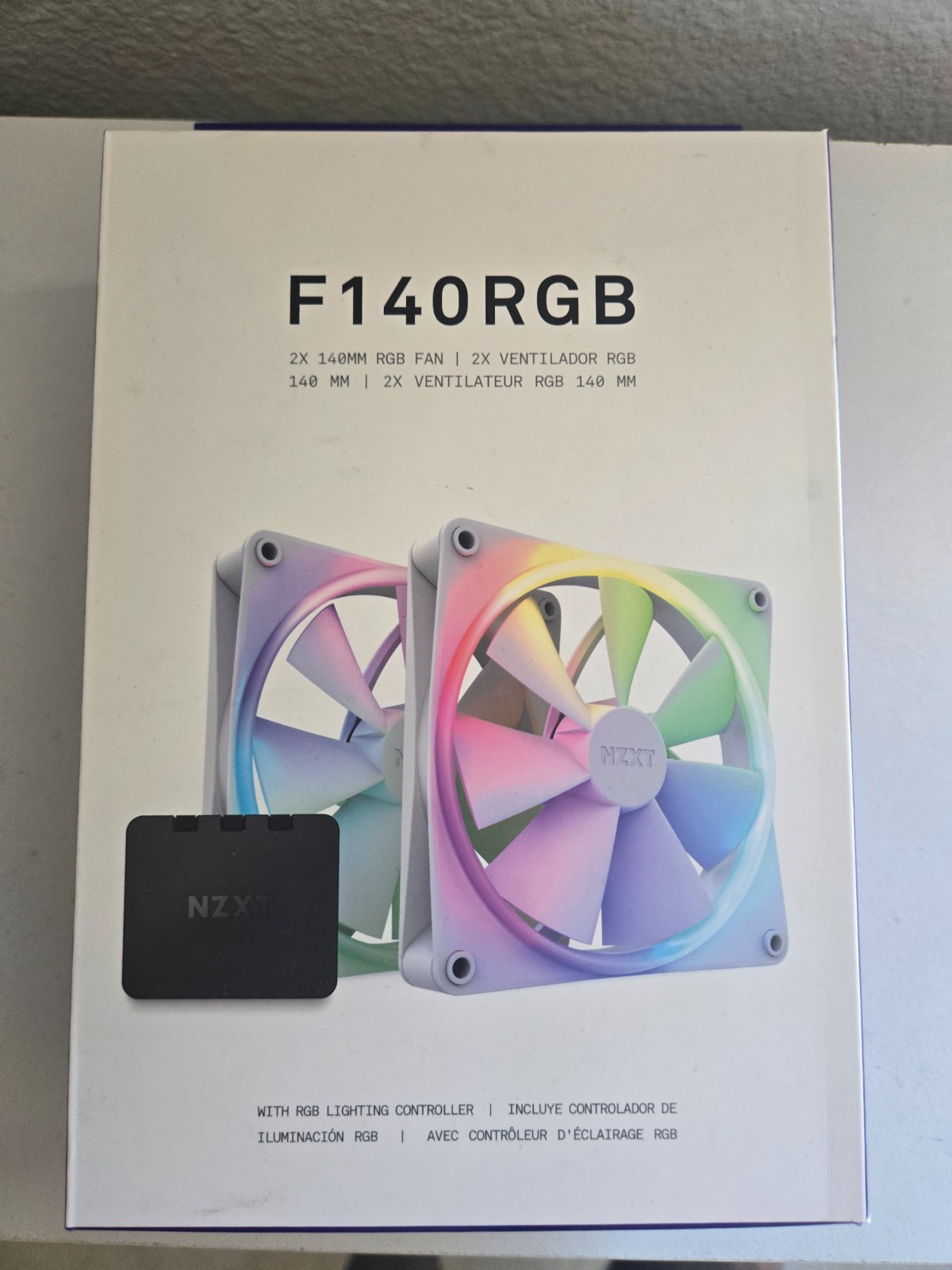 NZXT F140 RGB DUO 140mm Case Fan - White (2-Pack) with Fan Controller