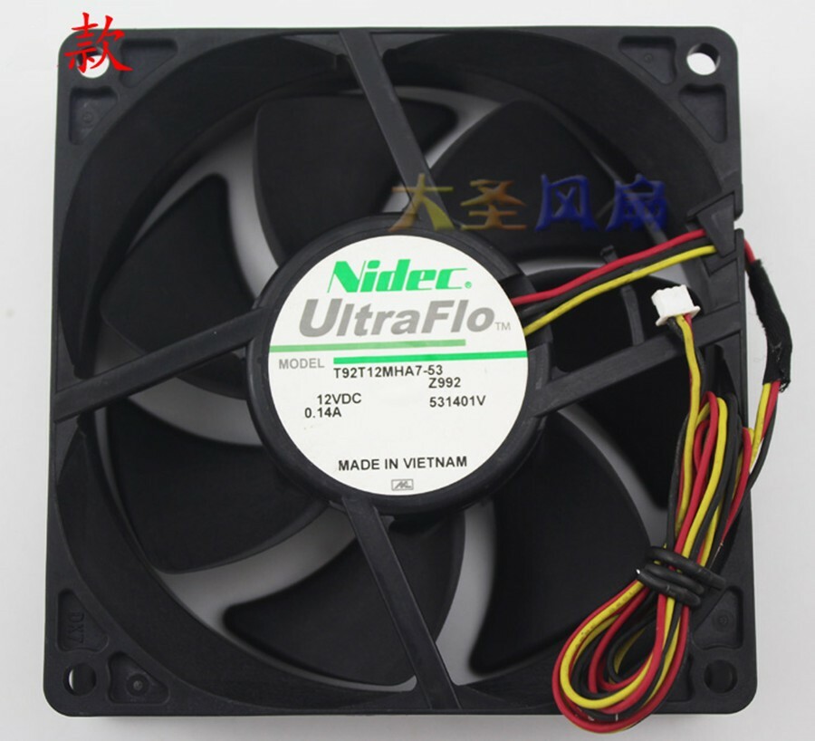 Nidec T92T12MHA7-57 12V 0.14A 9025 9CM 3Pin Quiet Case Cooling Fan #