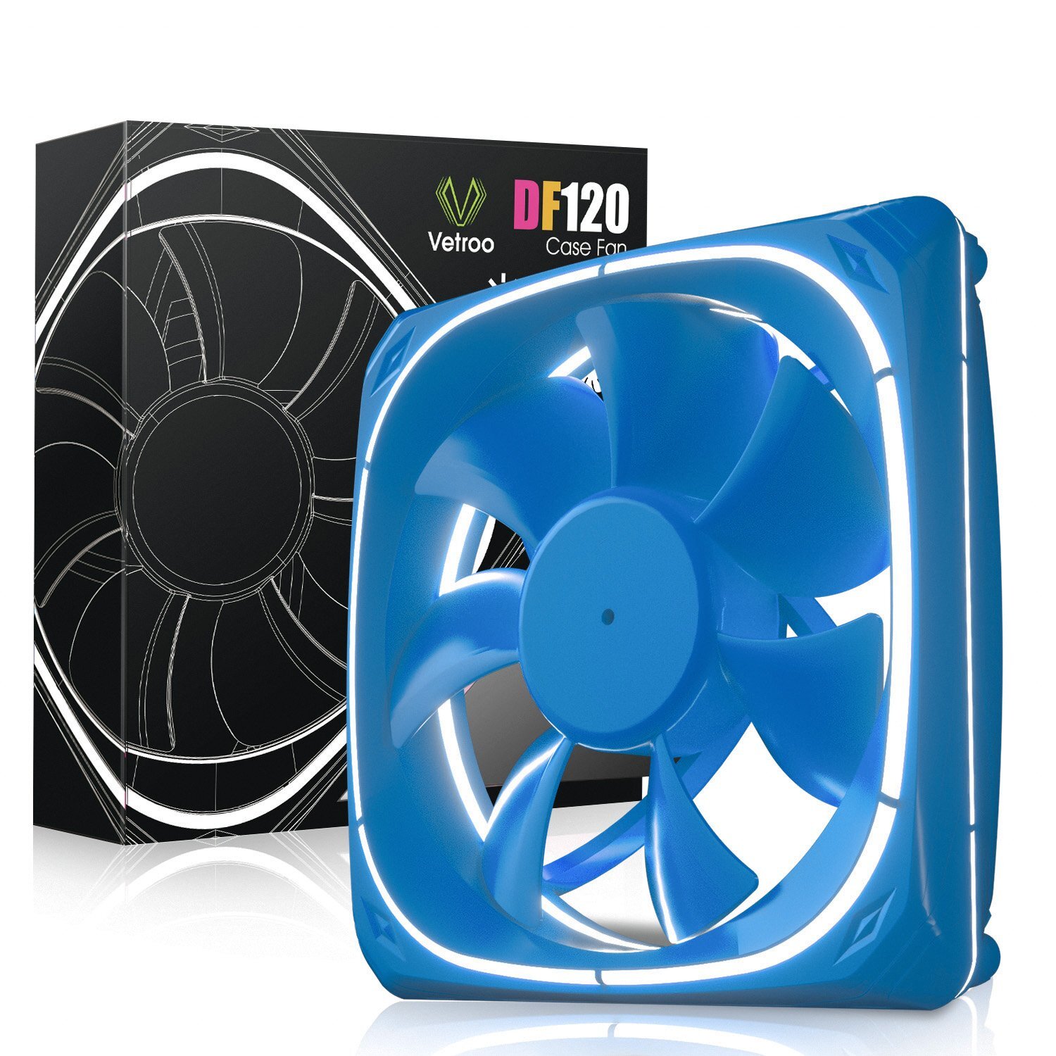 Vetroo 120mm Case Fan White LED Lighting PC Computer Silence Cooling Fan