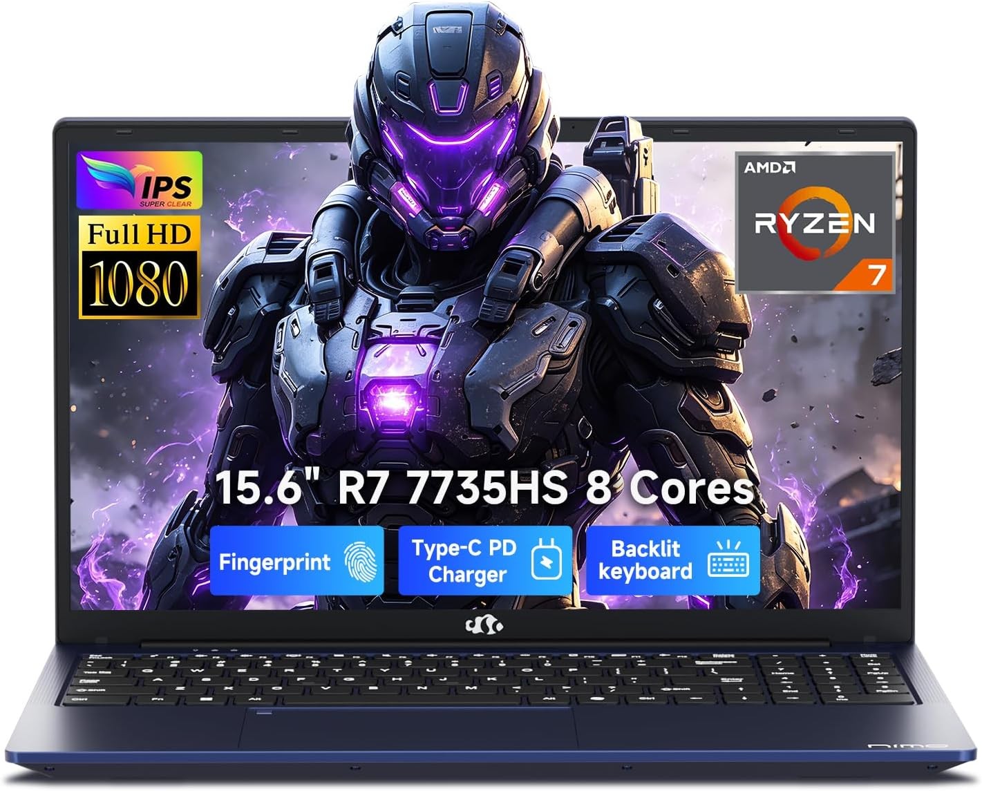 NIMO 15.6" Light-Gaming-Laptop, 8 Cores AMD Ryzen 7 16GB DDR5 512GB SSD