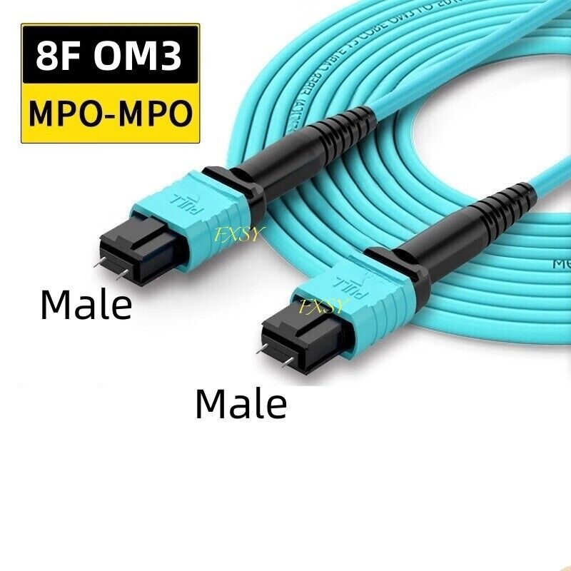 1-40M MPO/PC Male to MPO/PC Male OM3 8|12 Core Type B Fiber Optical Patch Cord