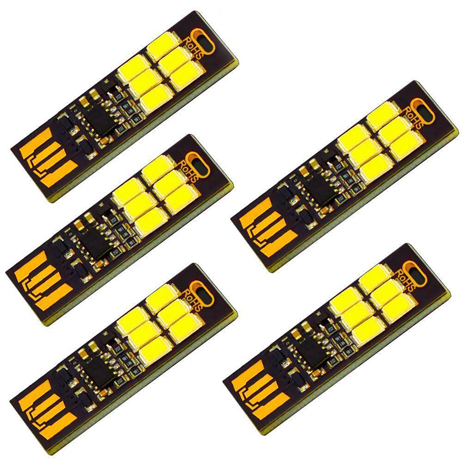 5Pcs 6-LED USB Portable Keychain Lamp W/ Touch Dimming 1W 3200K Warm Light