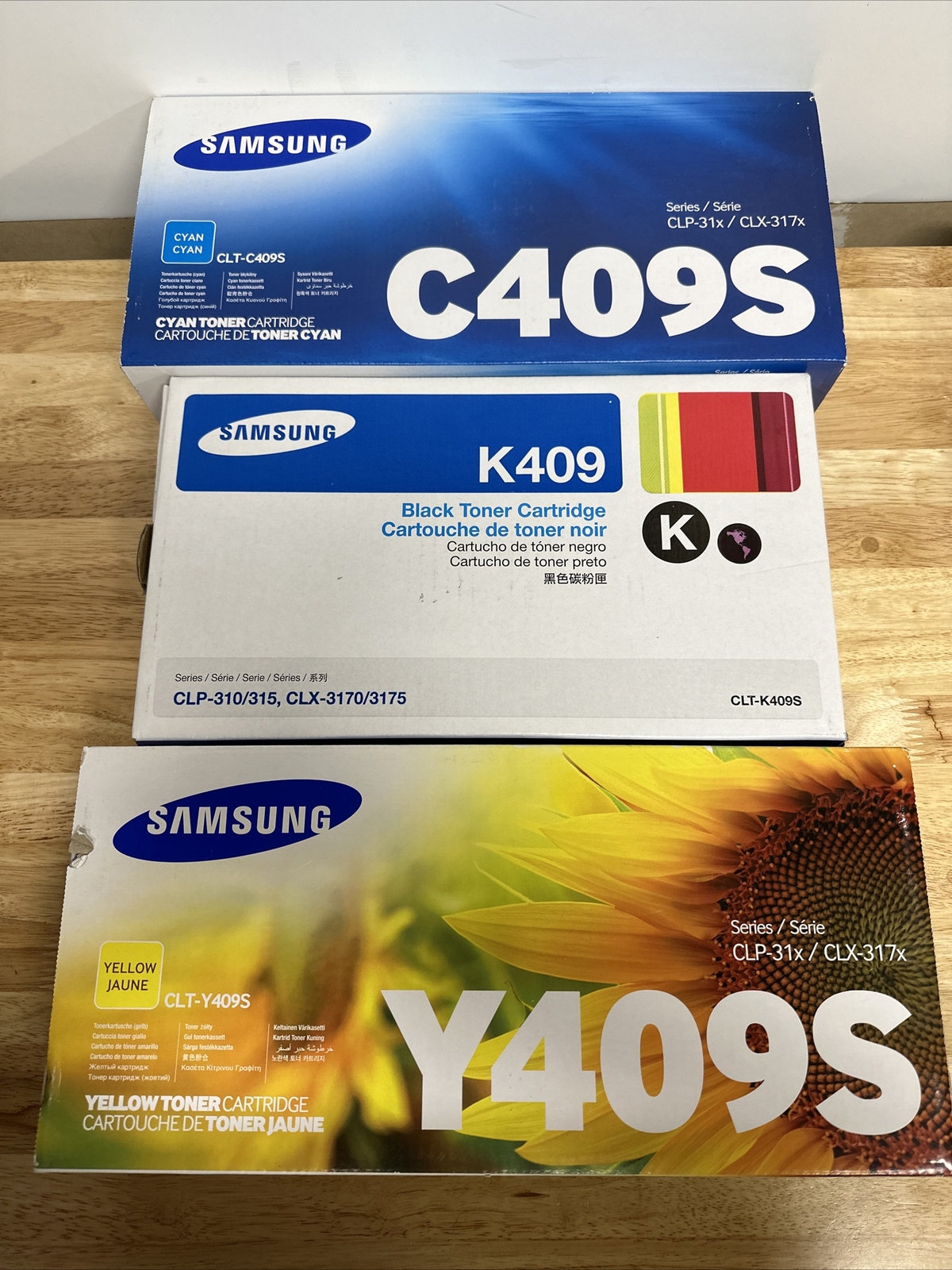 Lot Of 3 Genuine Samsung Toner Cartridges K409, C409, Y409 Read Description