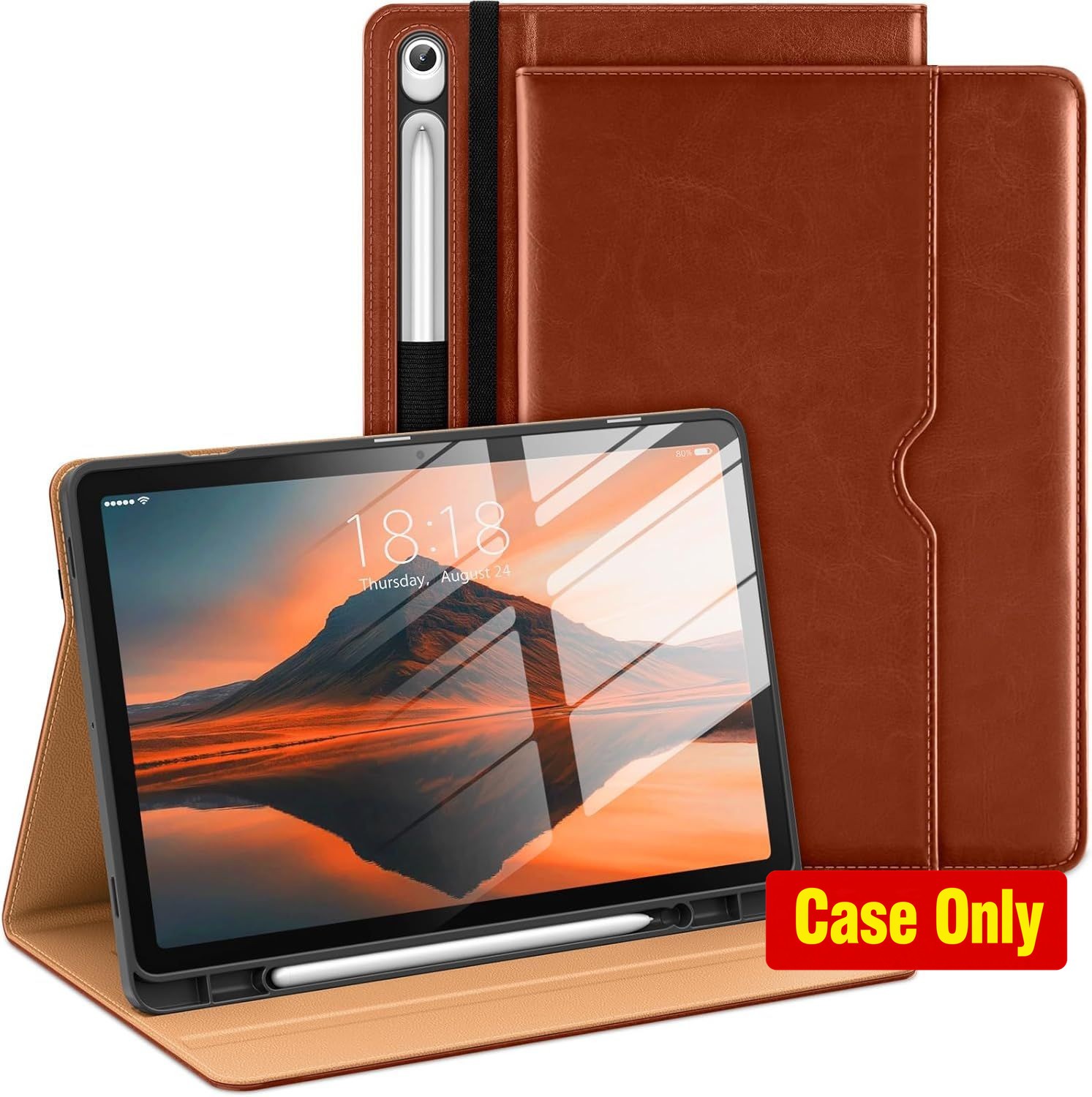 Leather Case for Galaxy Tab S10 Lite / S10 FE / S9 FE, Brown, Lightweight