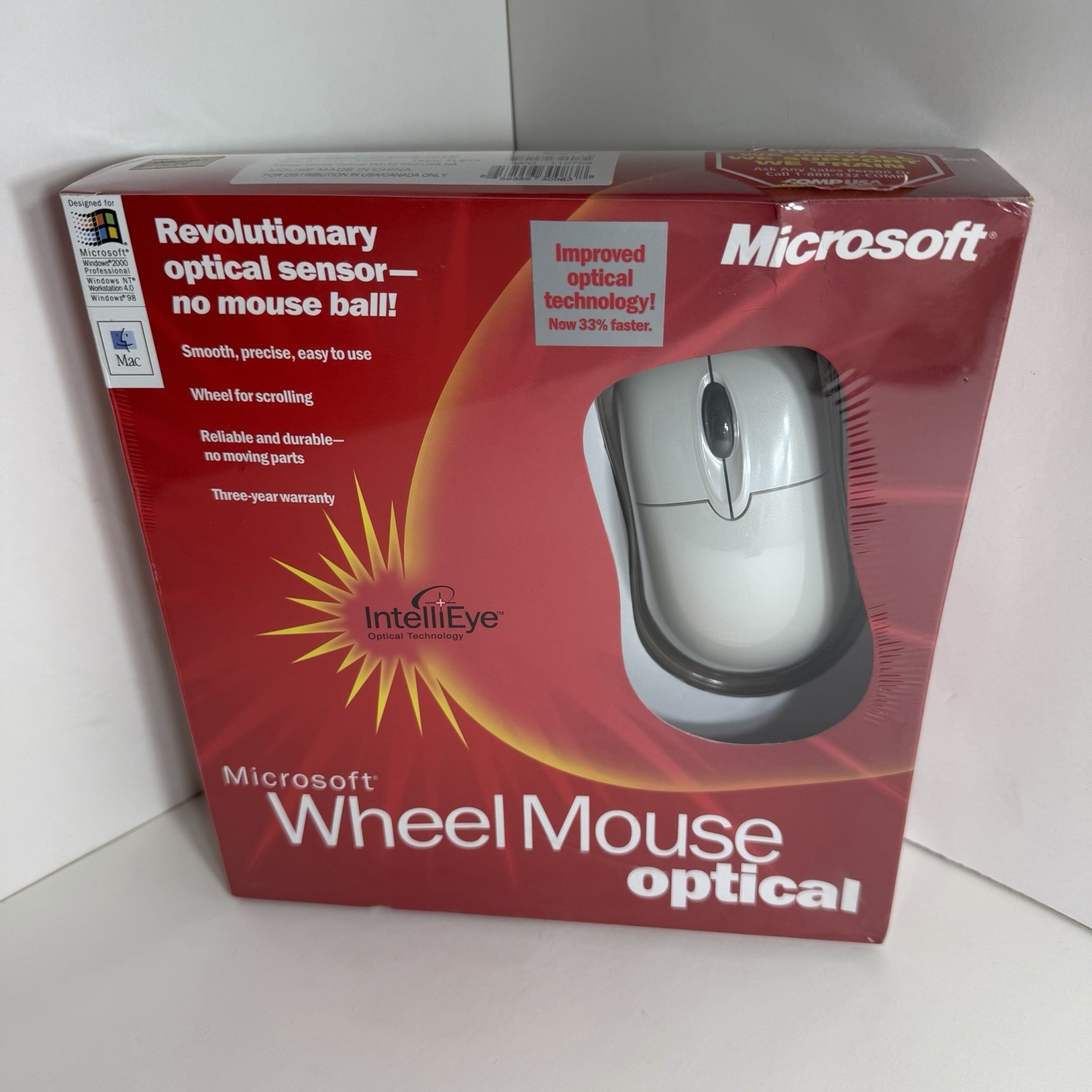 Microsoft Wheel Mouse Optical Win 32 USB PS2/USB New Sealed