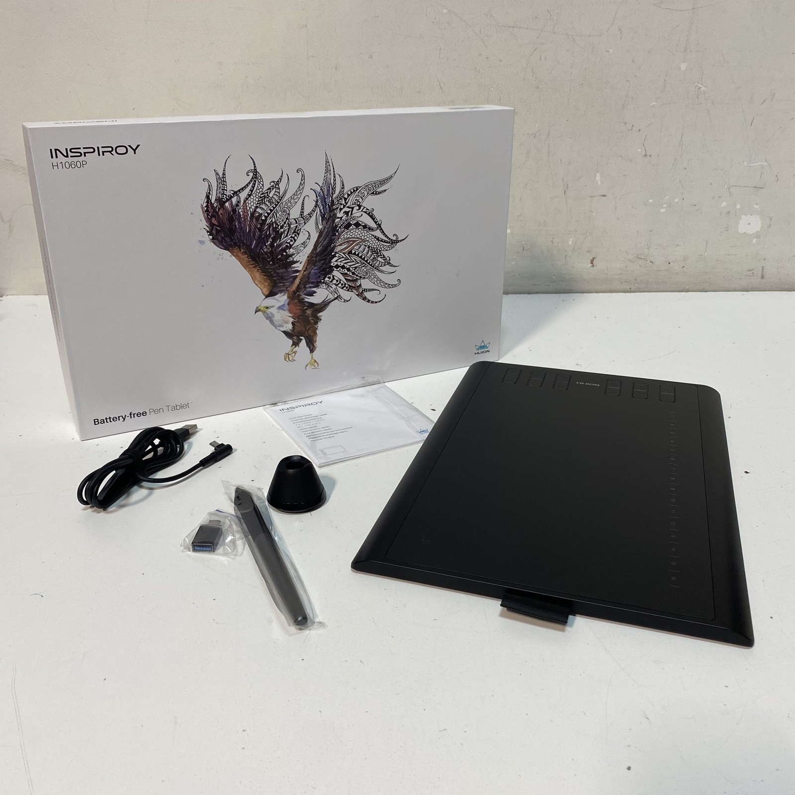 Huion Inspiroy H1060P Graphics Drawing Tablet Battery-Free Pen Tested CIB