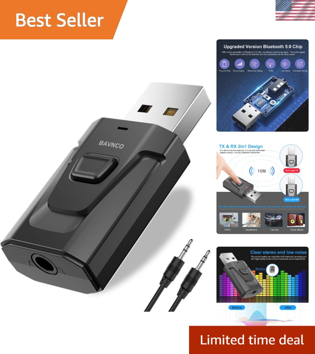 Bluetooth 5.0 Car Aux Adapter: Wireless Stereo Music Receiver for Easy Playback