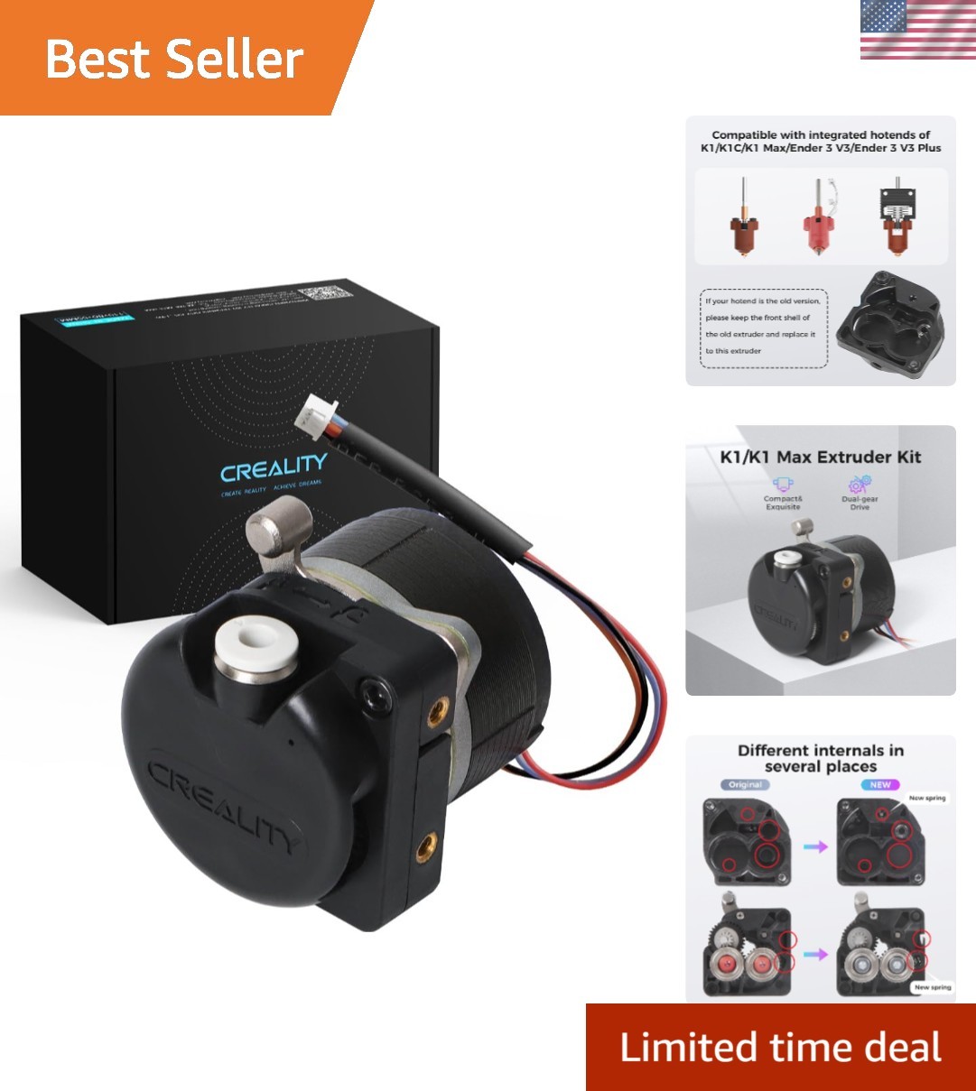 K1/K1 Max/K1C/K1 SE Extruder with Motor, Official Upgraded K1 Extrusion Kit D...