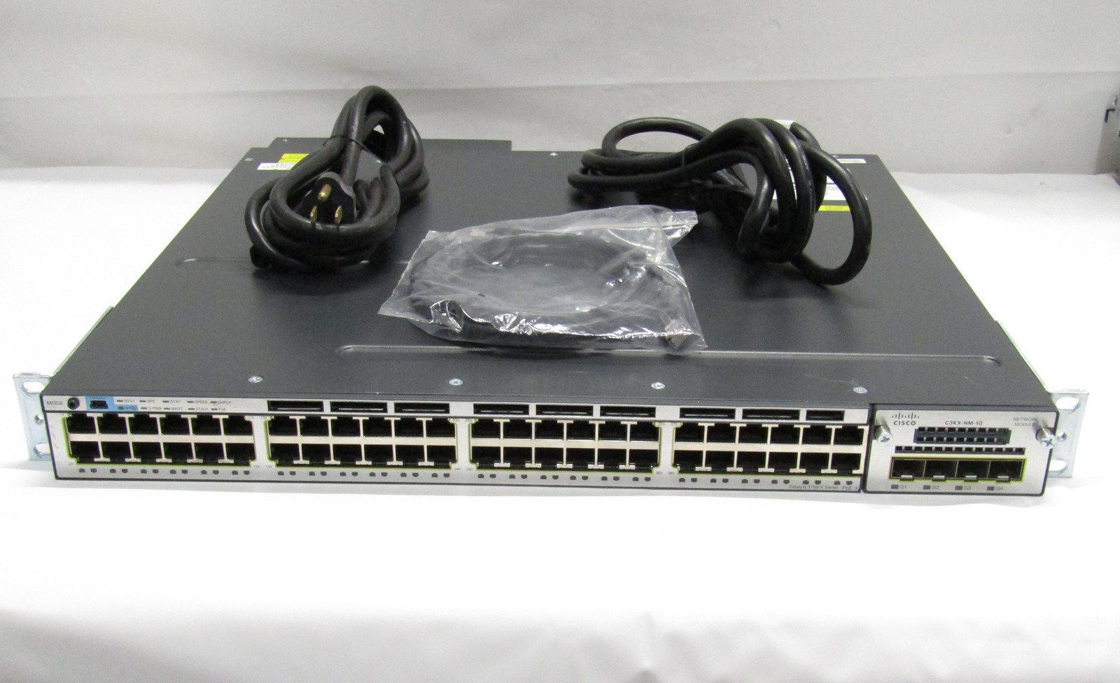 Cisco Catalyst C3750X-48PF-E 48-Port GbE Switch with C3KX-NM-1G & 2x 1100W PSU