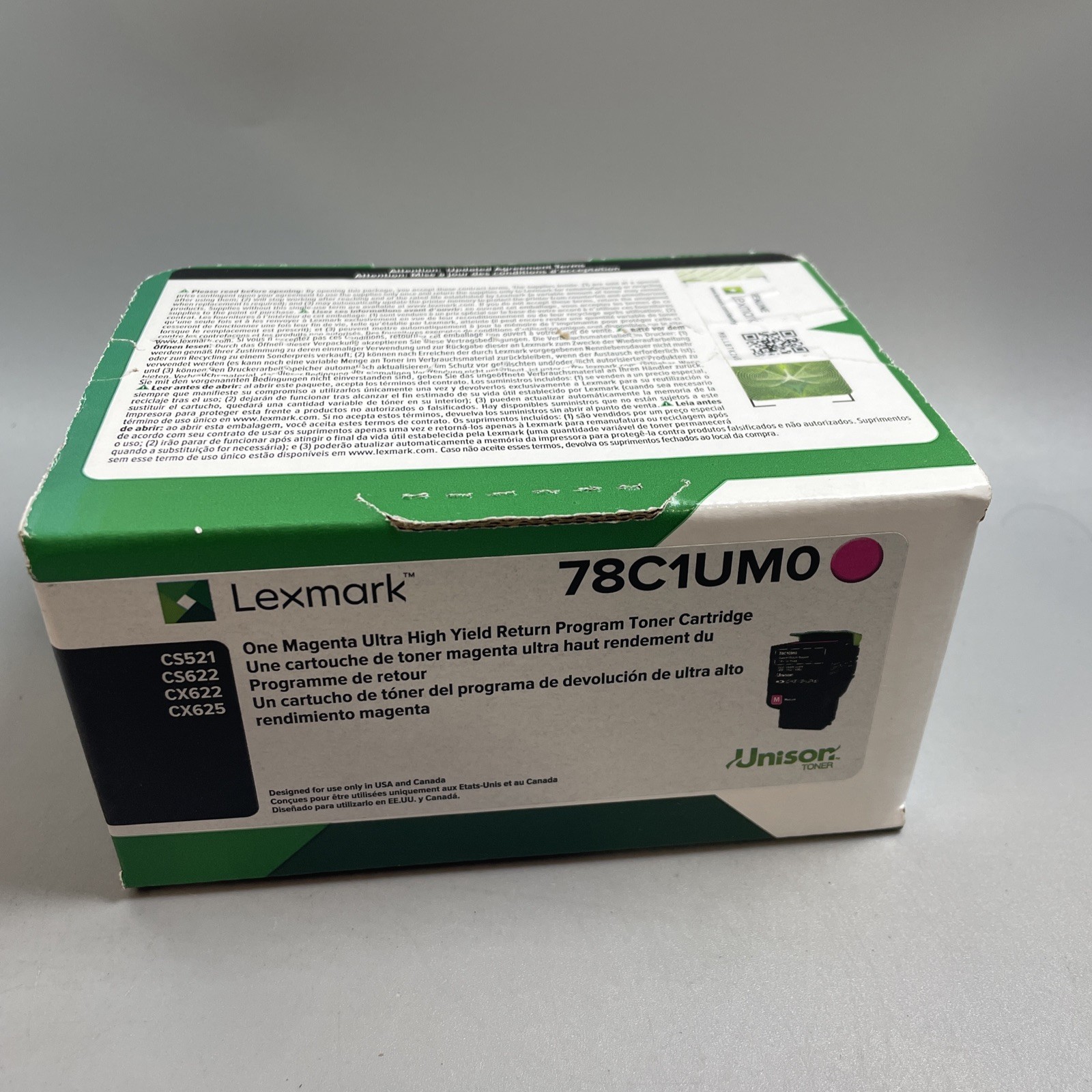 New Lexmark 78C1UM0 Magenta Toner Return Program Cartridge Ultra High Yield