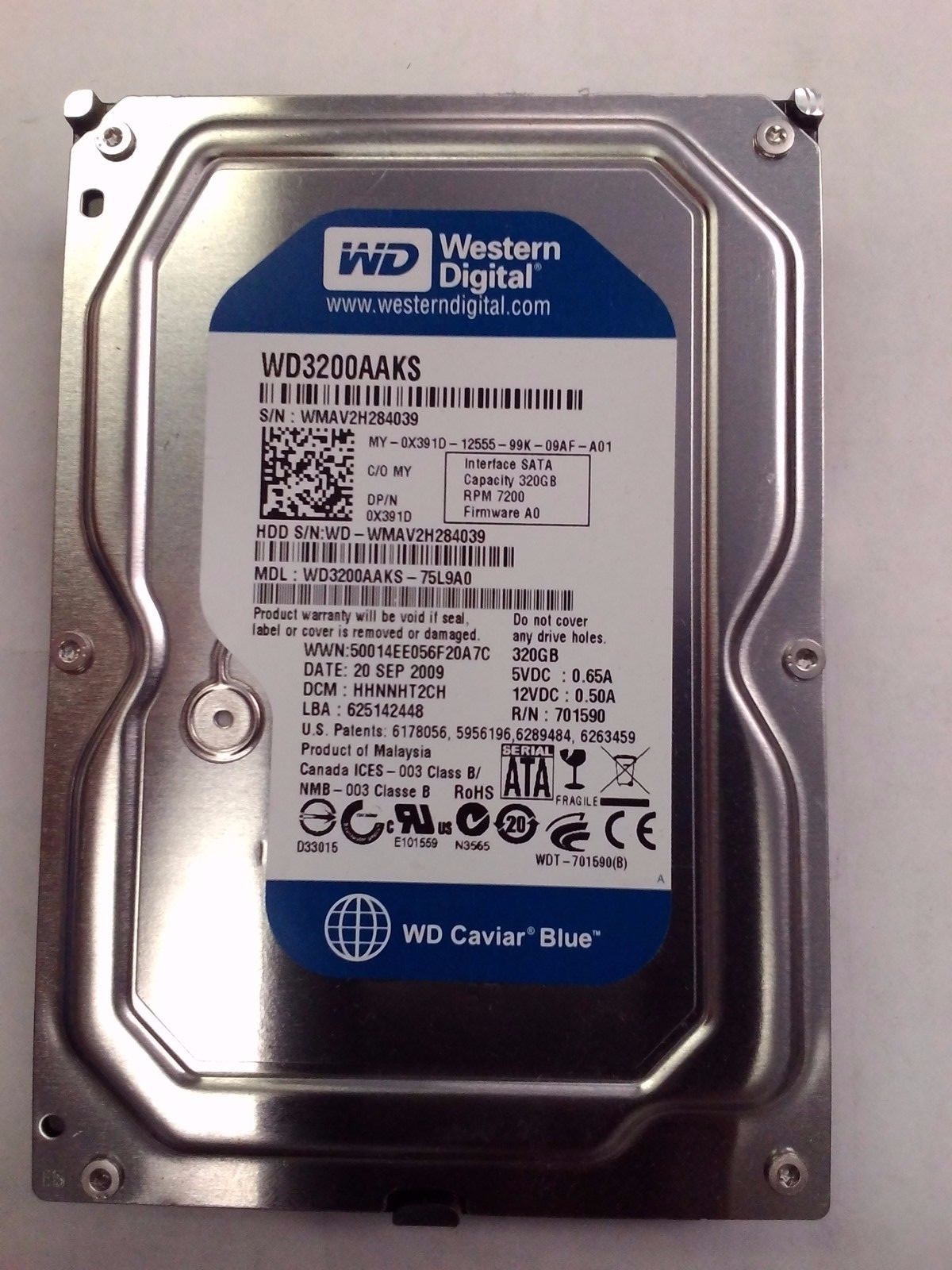 Western Digital WD3200AAKS-75L9A0 HHNNHT2CH 320GB 3.5" SATA Hard Disk Drive