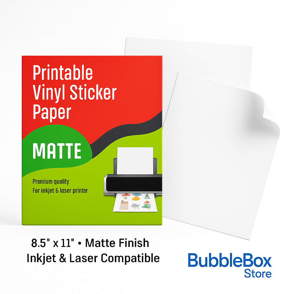 1000 Matte 8.5"x11" Printable Vinyl Sticker Paper for Inkjet Laser Waterproof