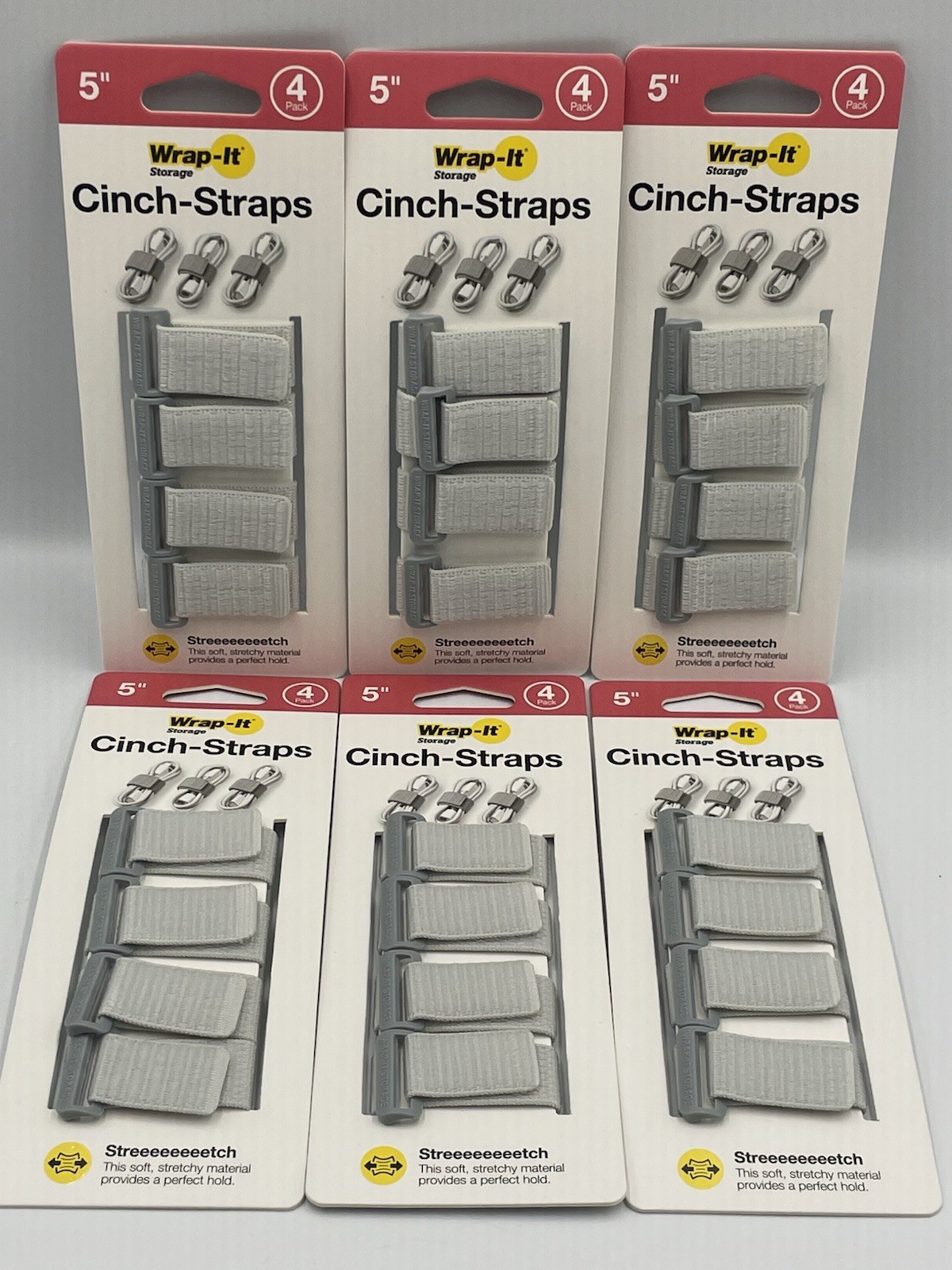 6 packs Wrap-It 5” Cinch-Straps for Cables - 4 per pack x 6 (24 total) Gray NEW