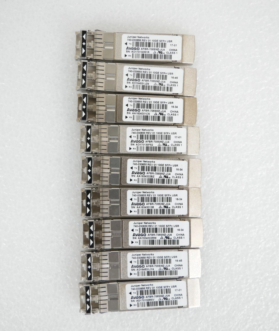 Lot of 9 Juniper 740-030658 AFBR-708SMZ-JU4 10GbE SR 850nm SFP+ USR Modules