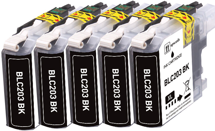 5P BLACK Printer Ink +Chip fits Brother LC203 MFC J880DW J5520DW J885DW J485DW