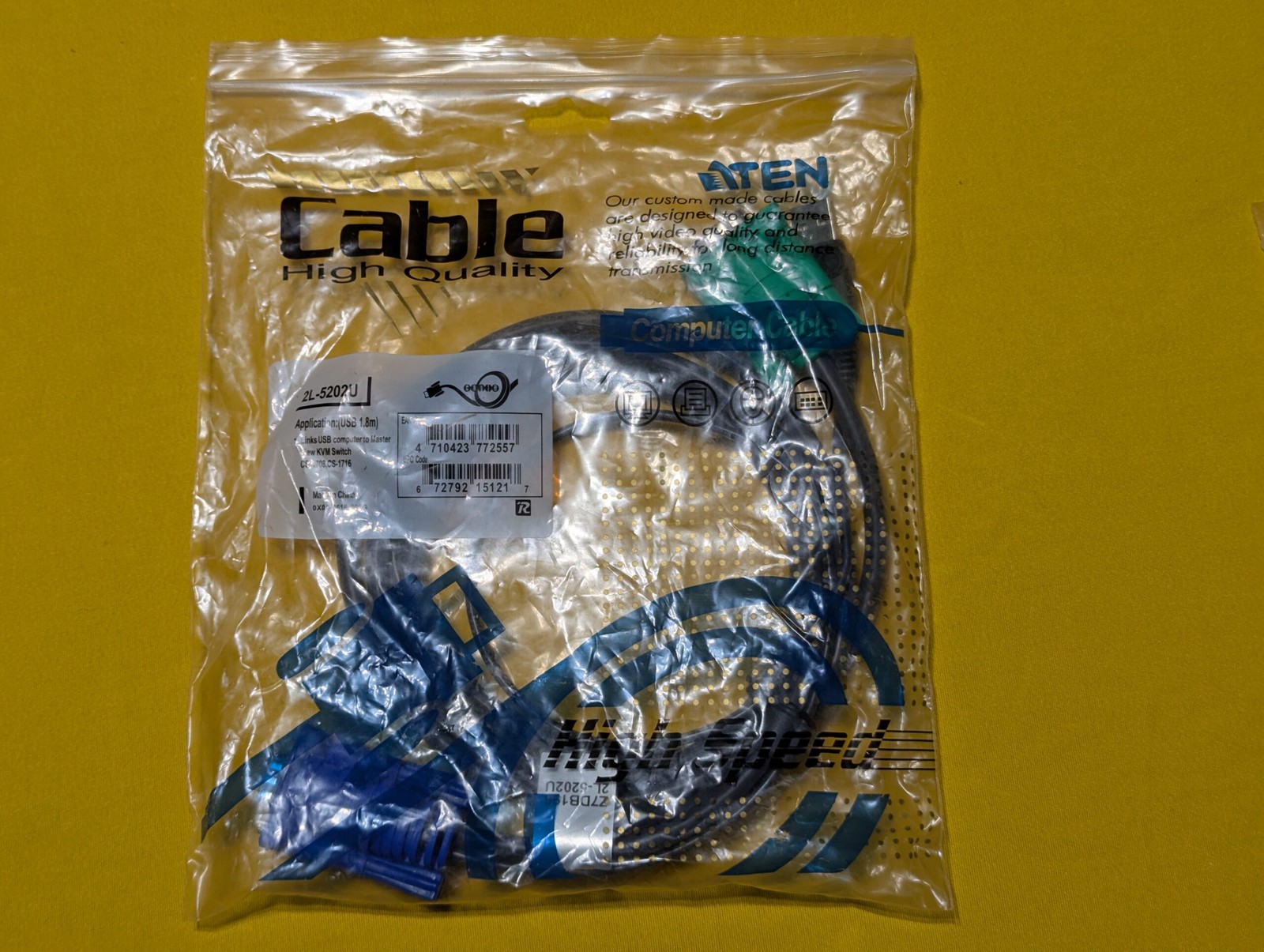 ATEN 2L-5202U USB KVM Cable 1.8M (6ft) SPHD to VGA/USB - Tested Working